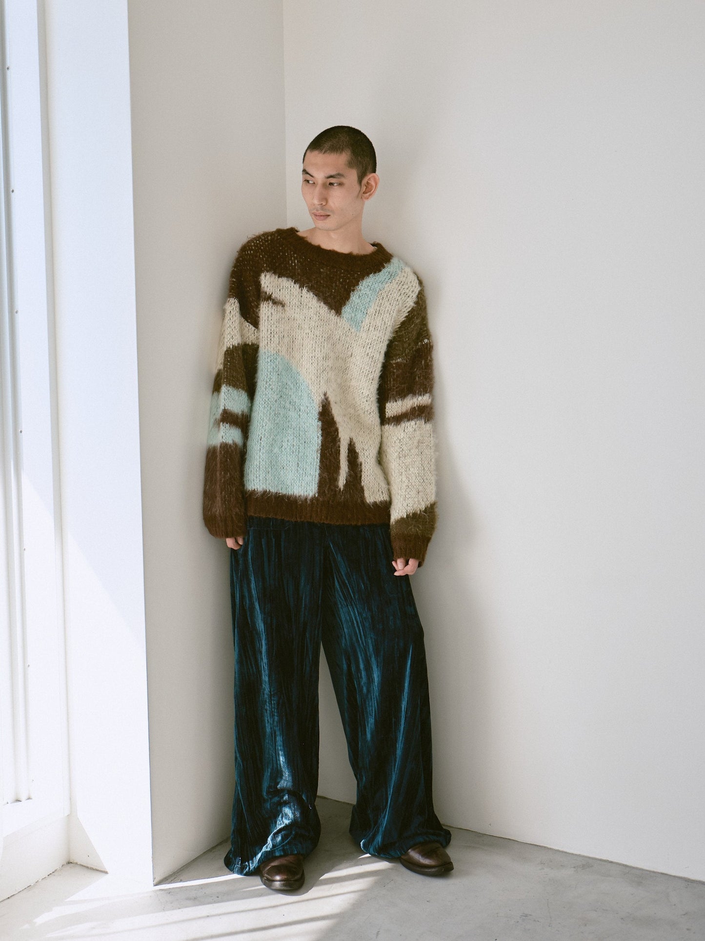 velvet wide baggy sailor trousers
