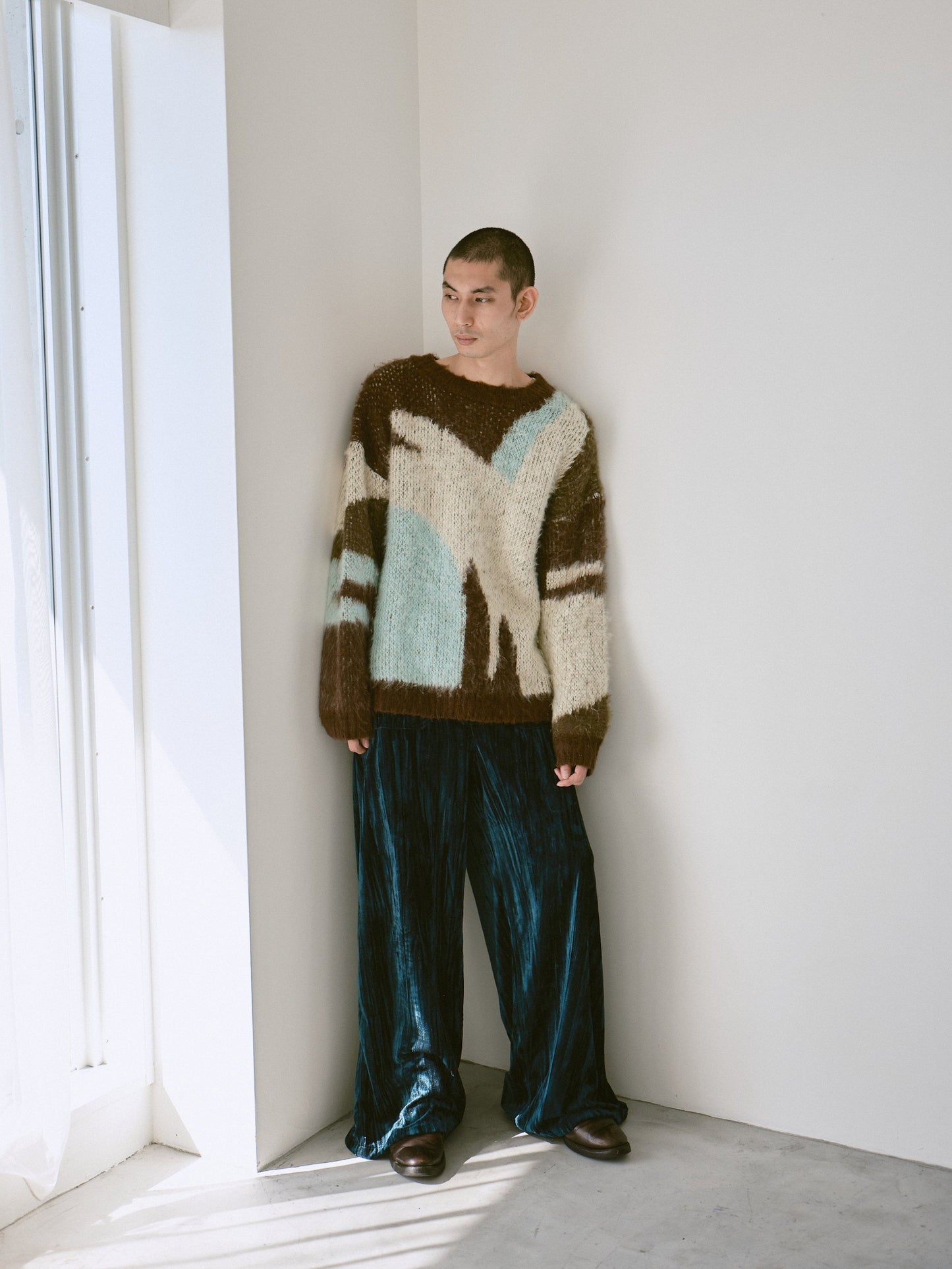 art pattern jacquard pullover sweater