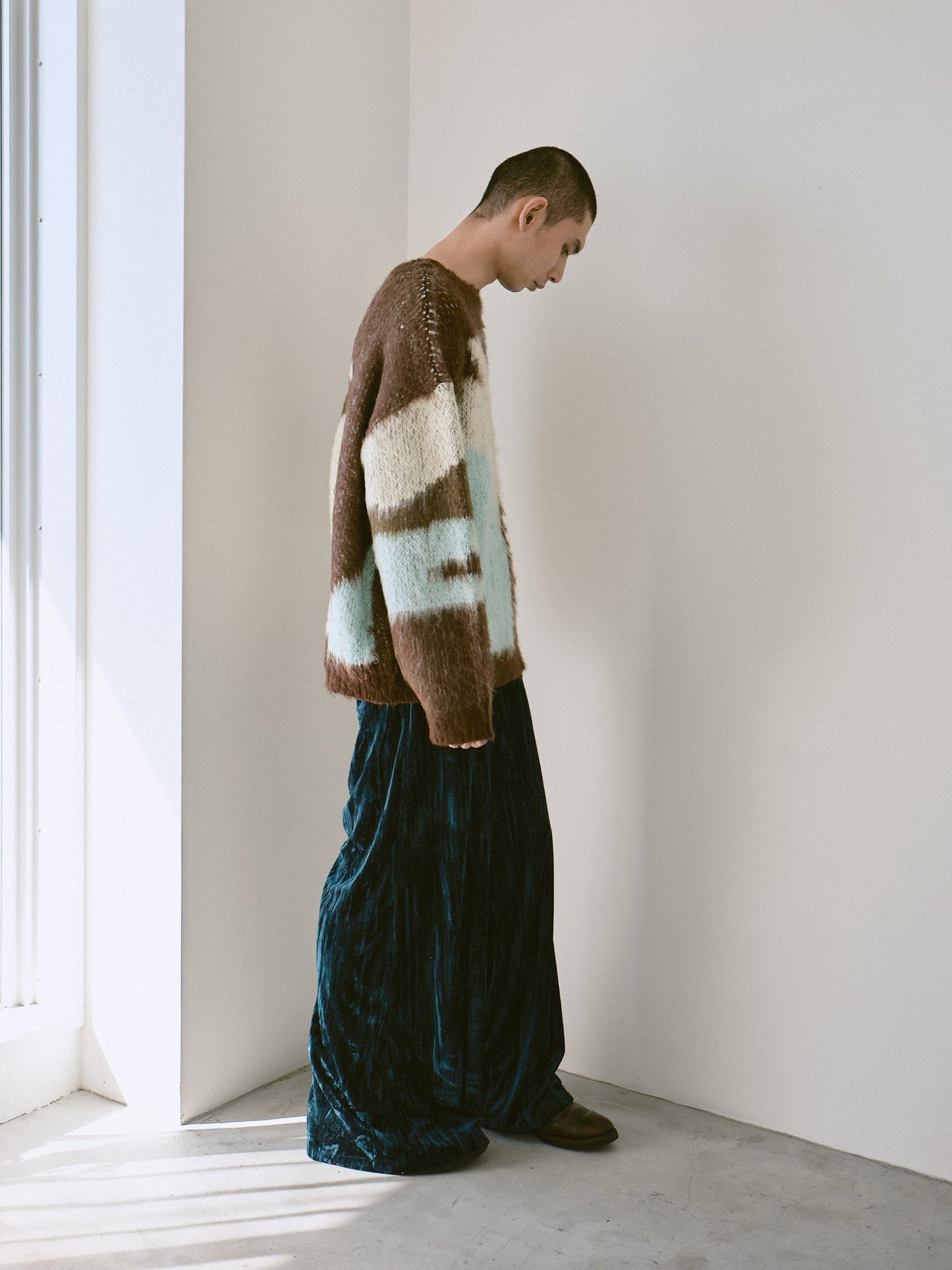 velvet wide baggy sailor trousers