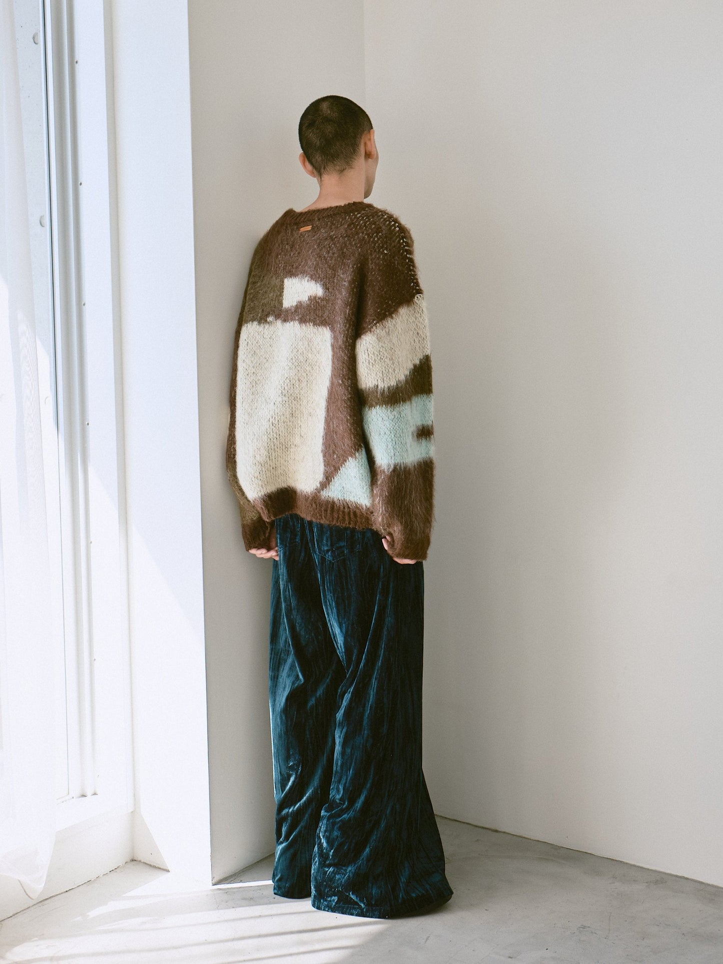 velvet wide baggy sailor trousers