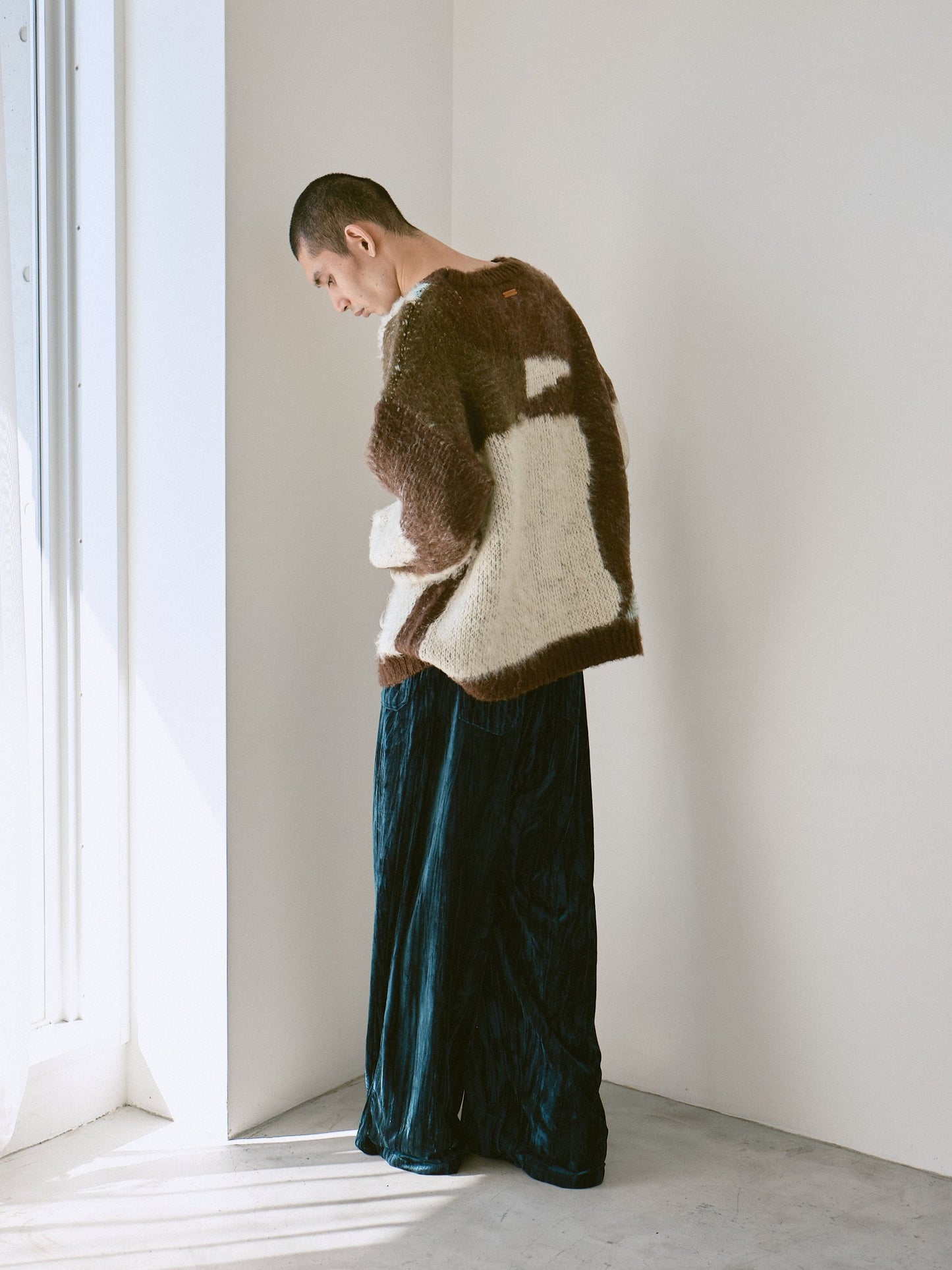 velvet wide baggy sailor trousers