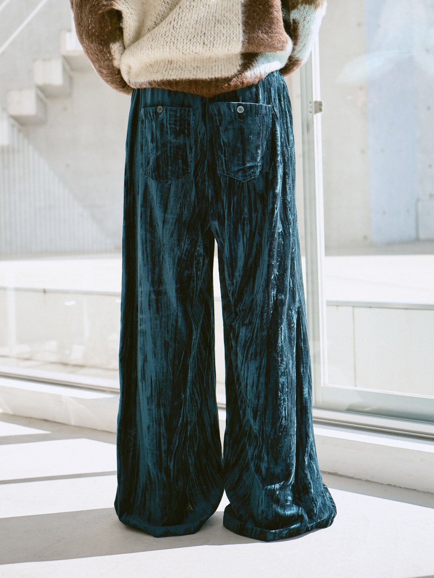 velvet wide baggy sailor trousers