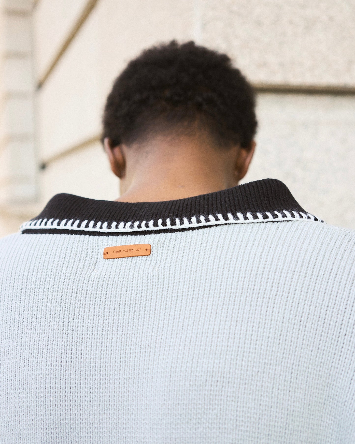 with collar stitching zipper knit shirt jacket