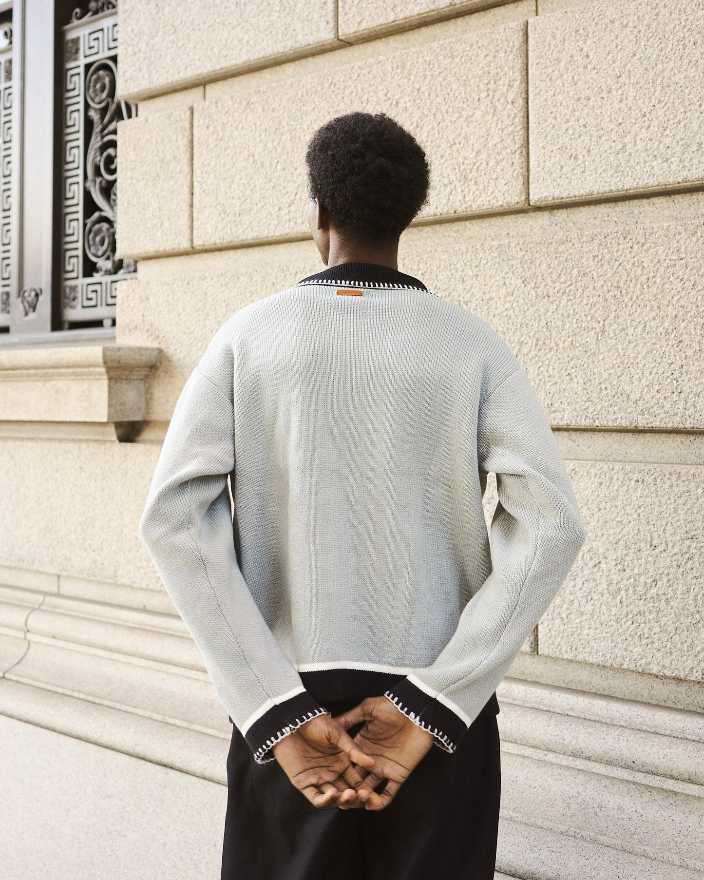 with collar stitching zipper knit shirt jacket
