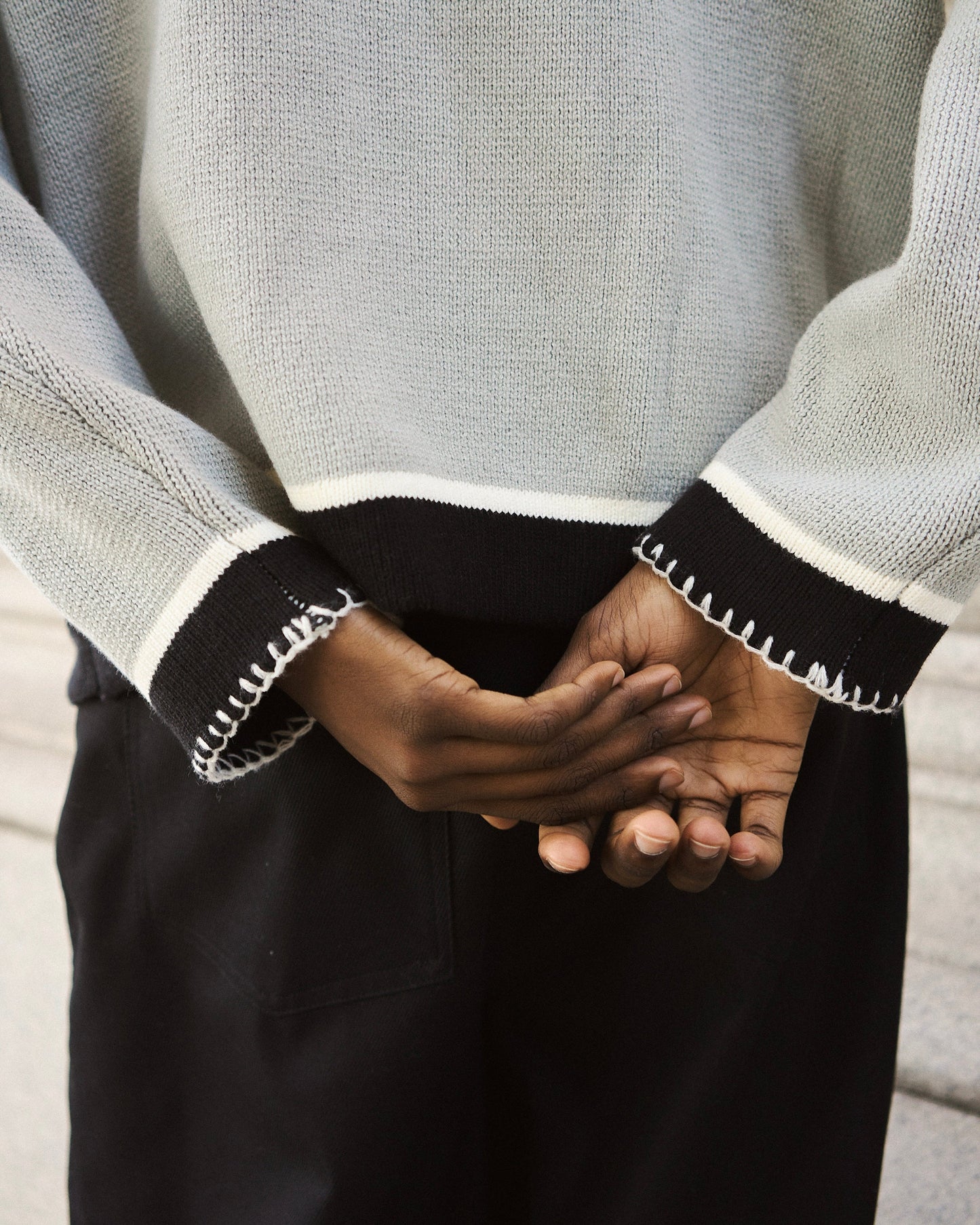 with collar stitching zipper knit shirt jacket