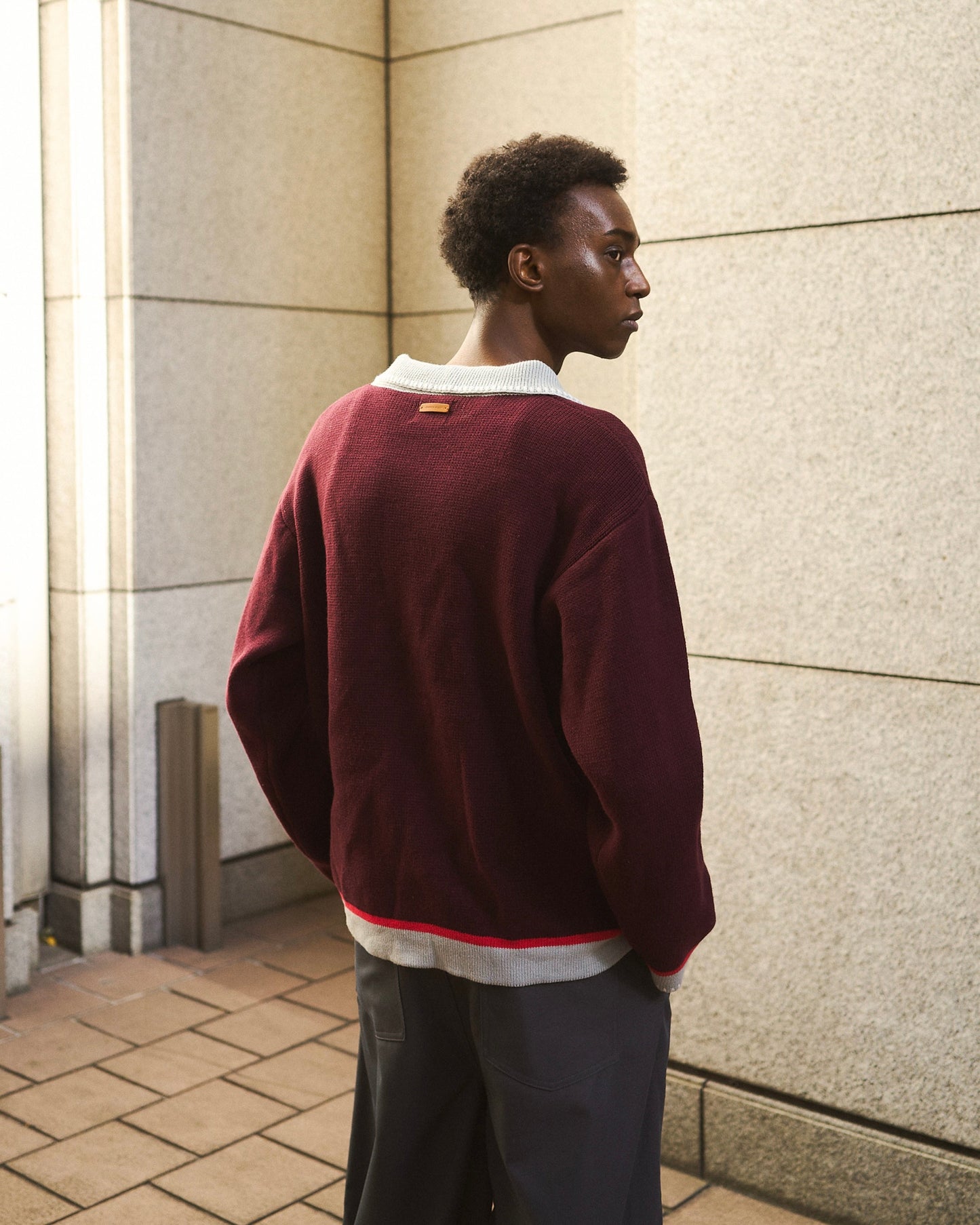 with collar stitching zipper knit shirt jacket