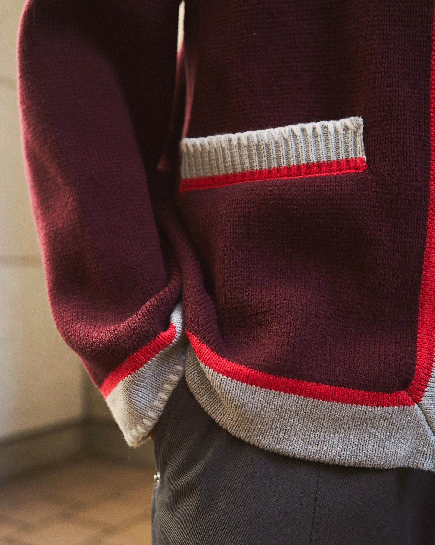 with collar stitching zipper knit shirt jacket