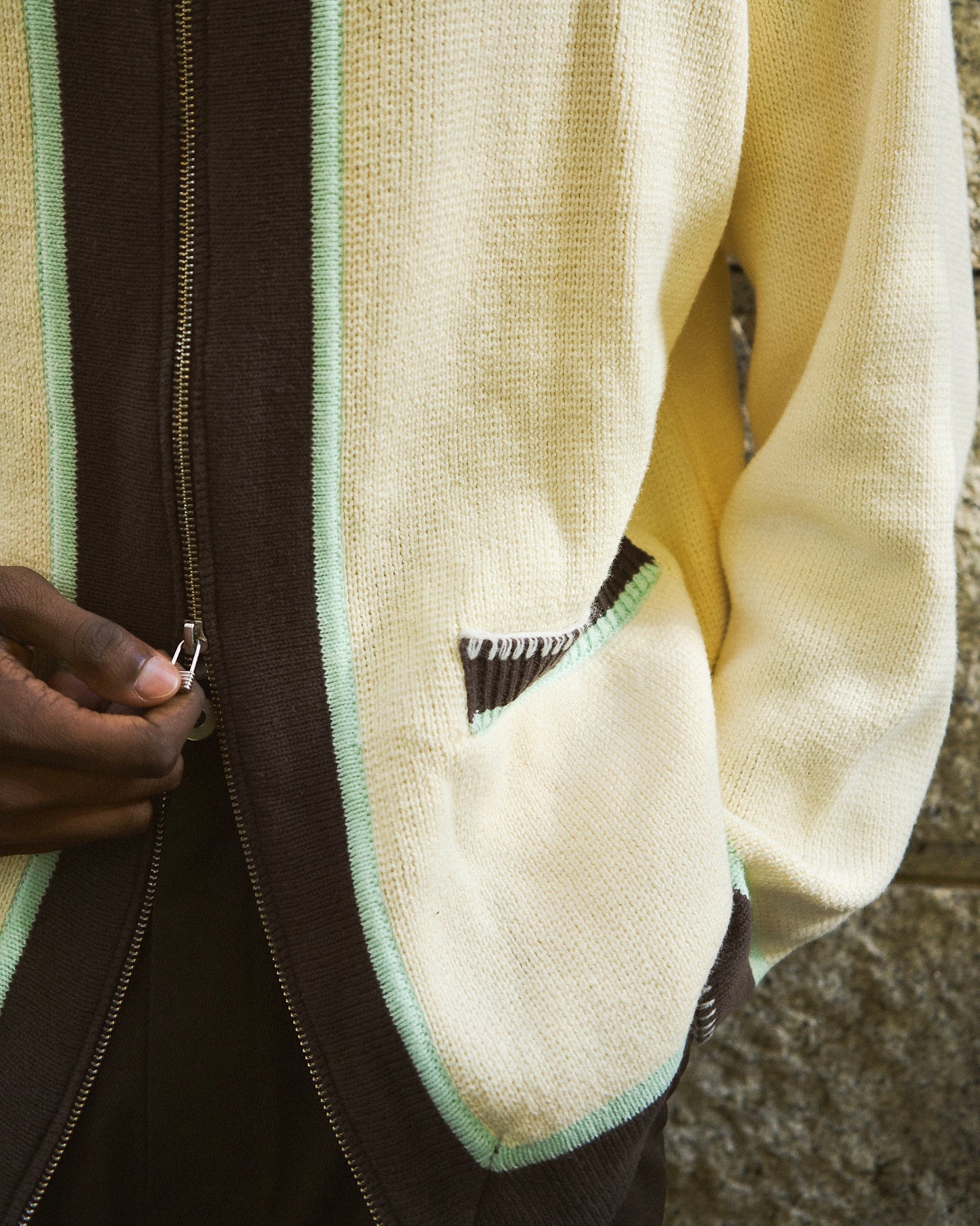 with collar stitching zipper knit shirt jacket