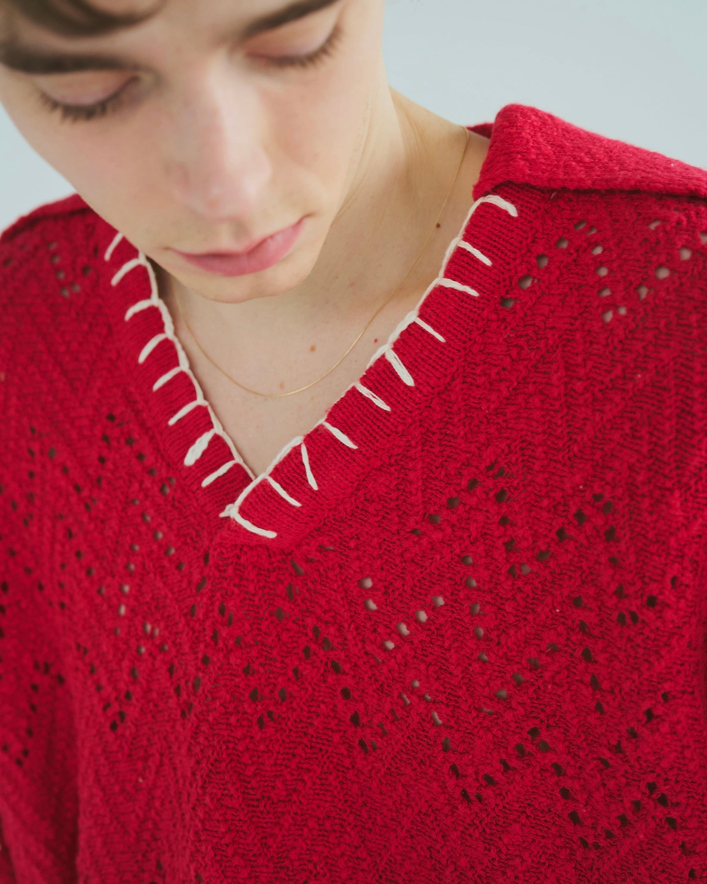 skipper stitching l/s knit shirt