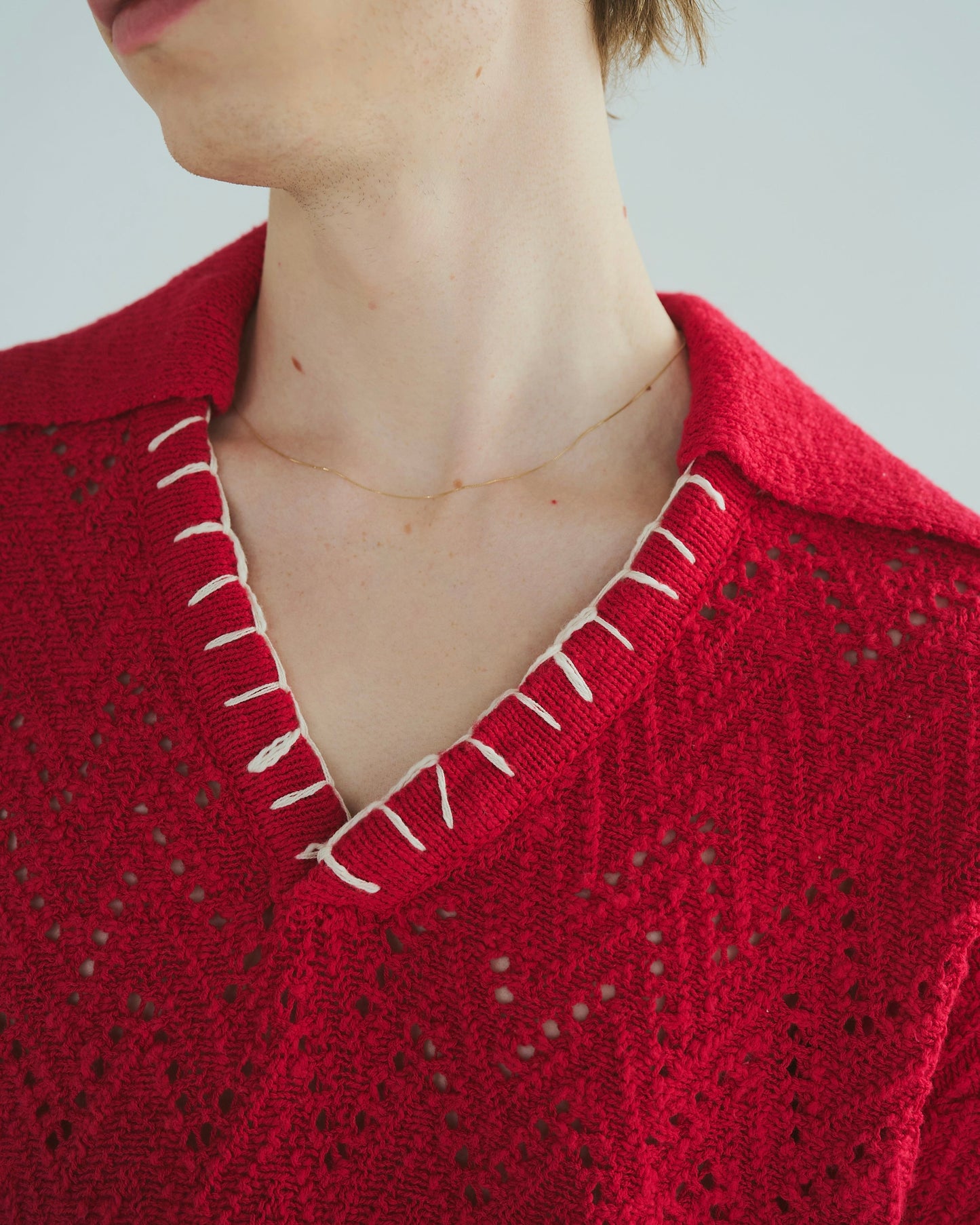 skipper stitching l/s knit shirt