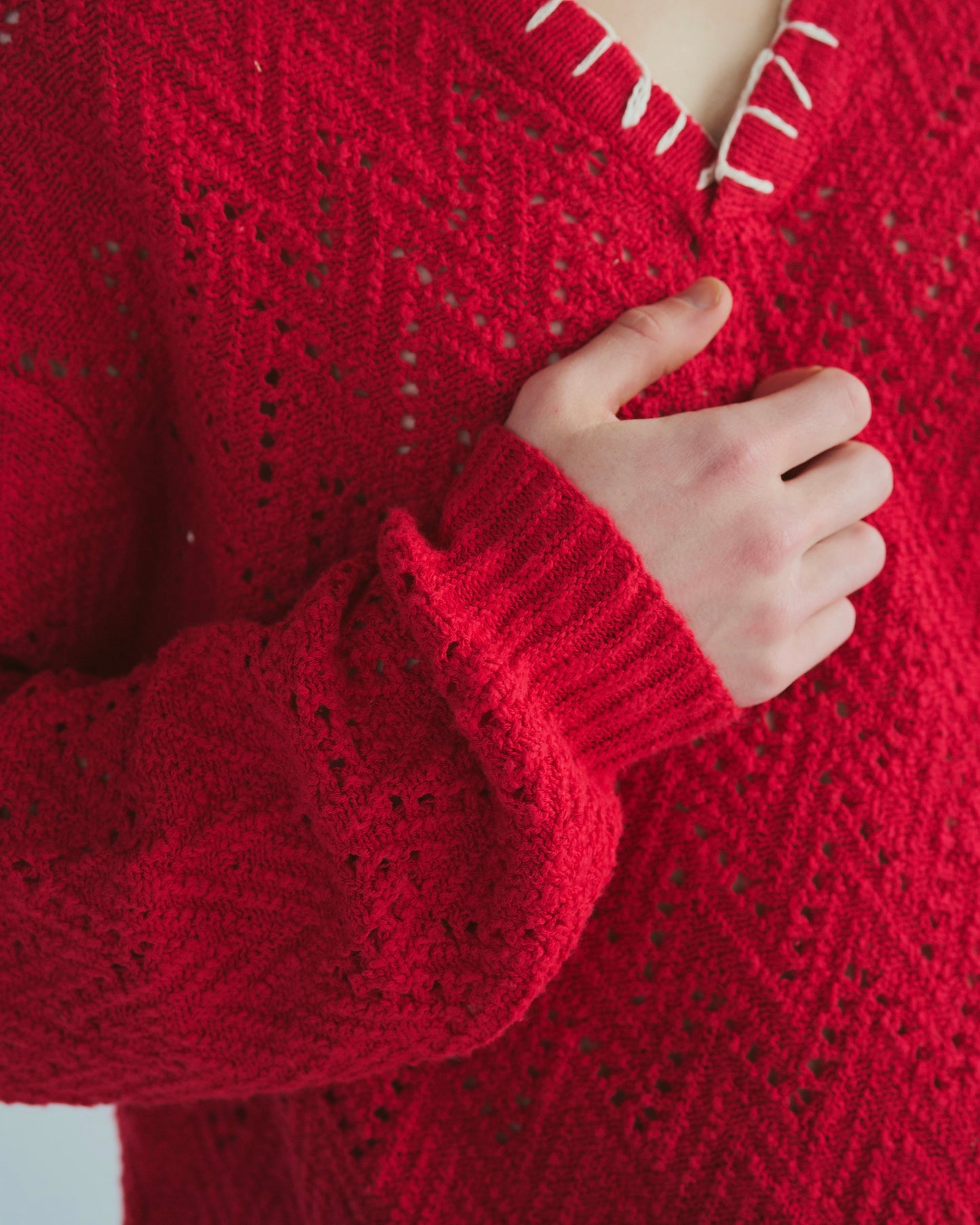 skipper stitching l/s knit shirt