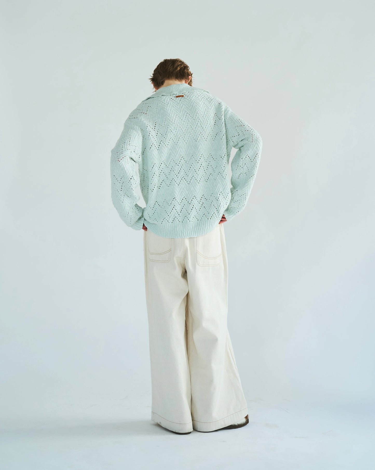 skipper stitching l/s knit shirt