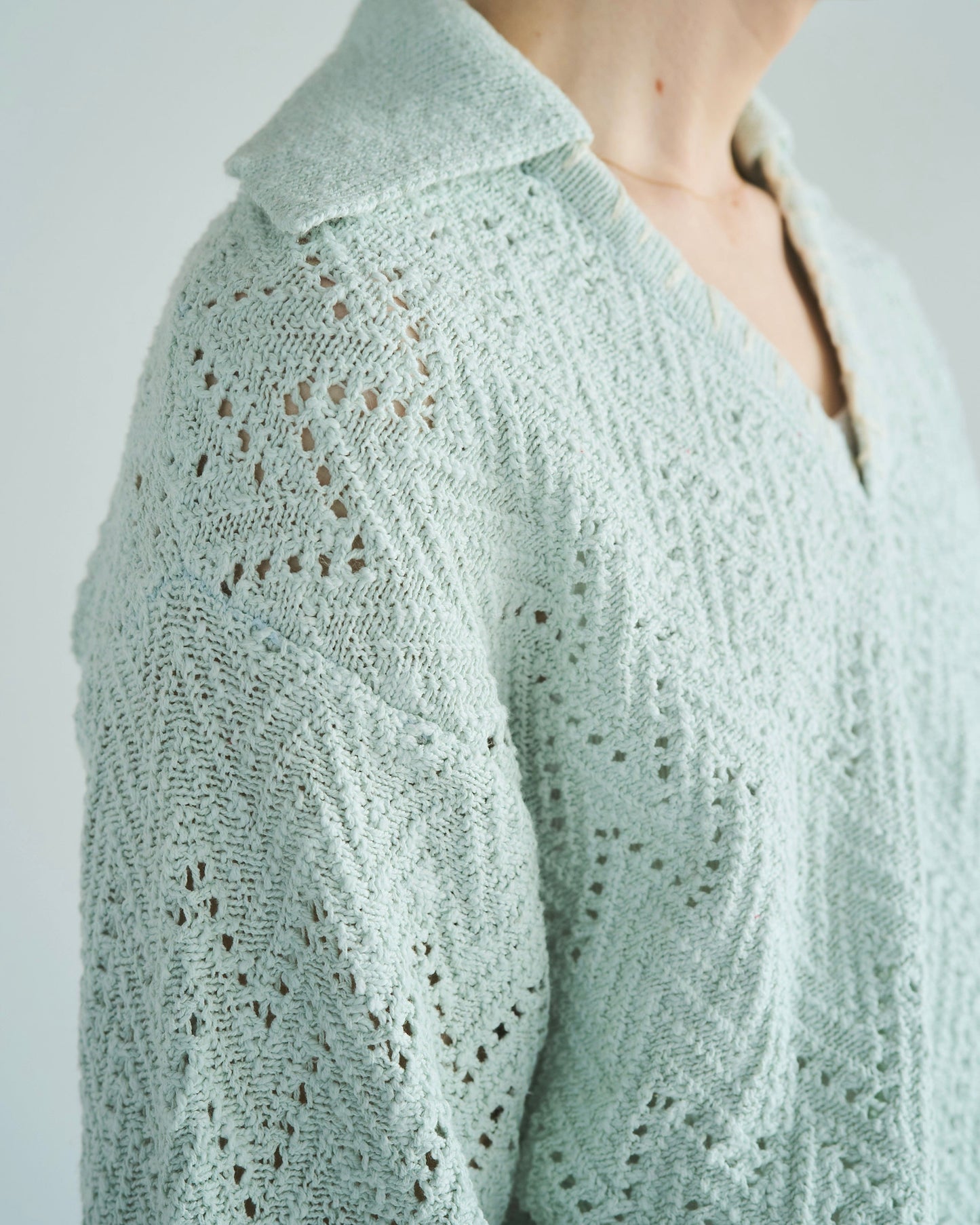 skipper stitching l/s knit shirt