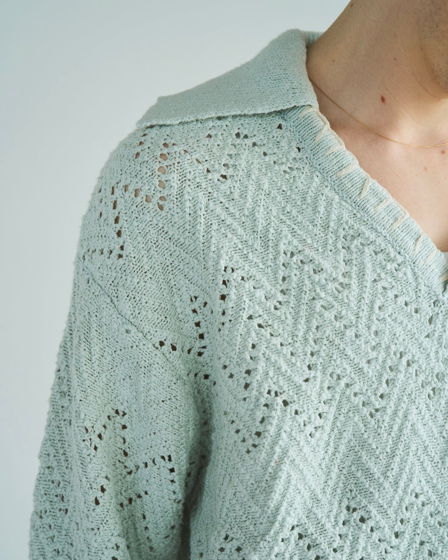 skipper stitching l/s knit shirt