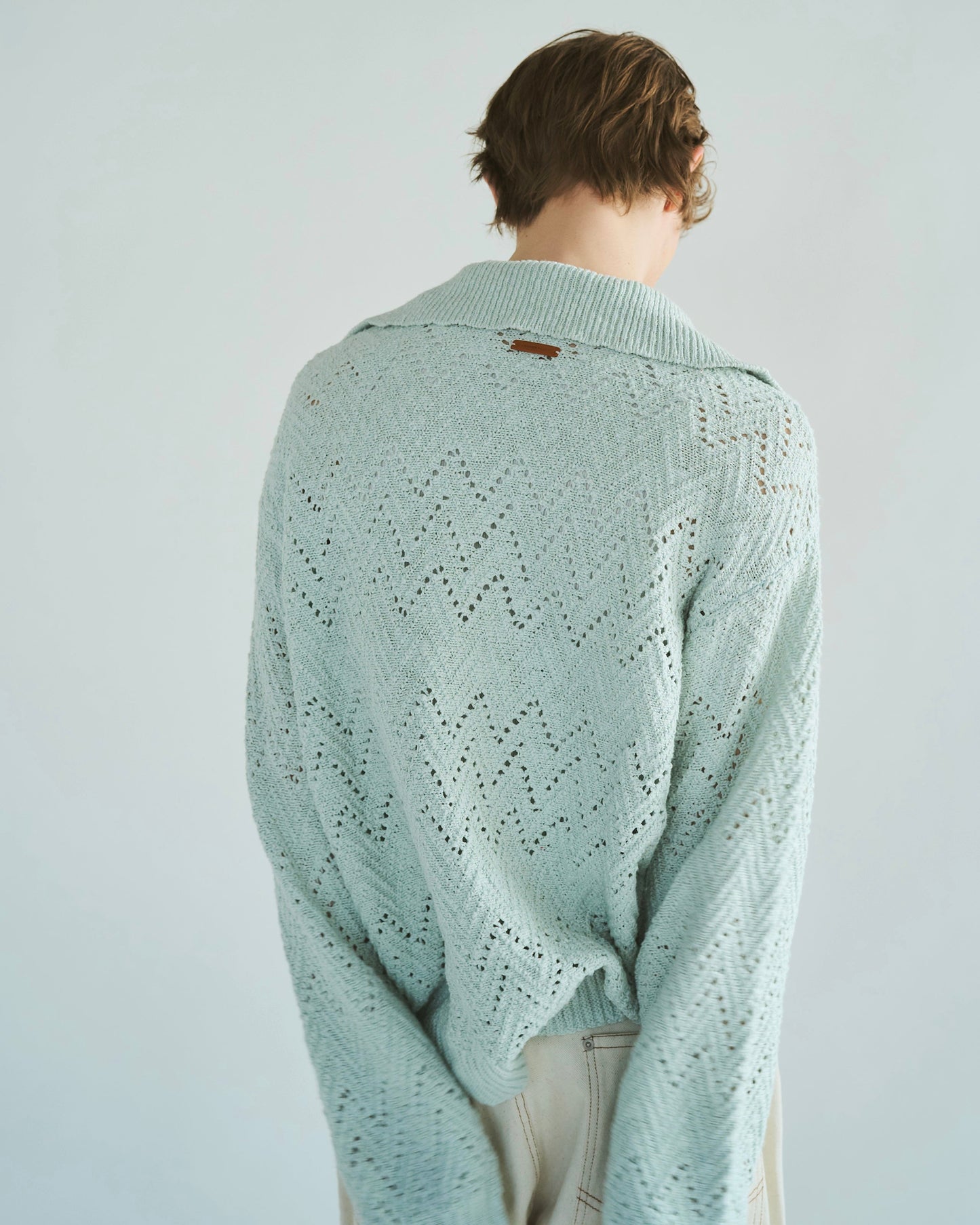skipper stitching l/s knit shirt