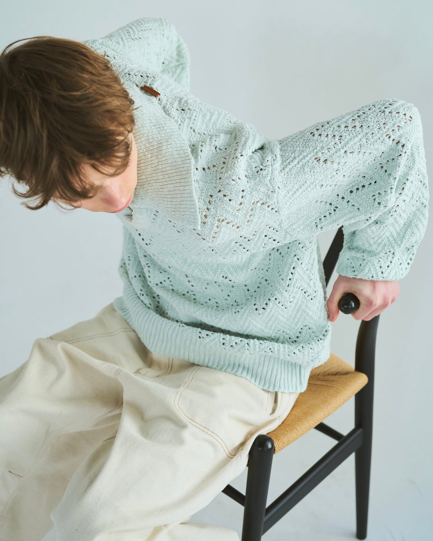 skipper stitching l/s knit shirt