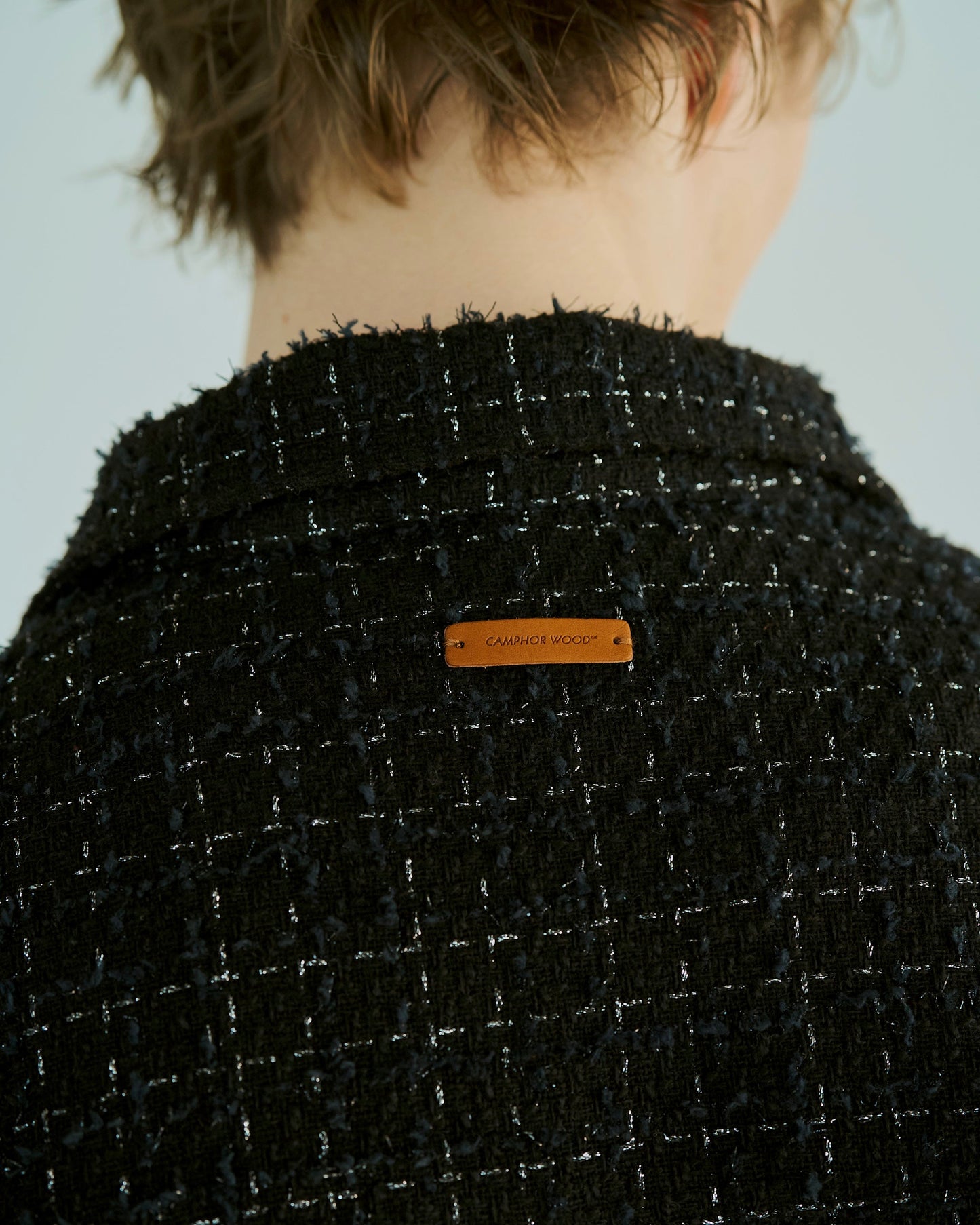 lame tweed double zipper shirt jacket