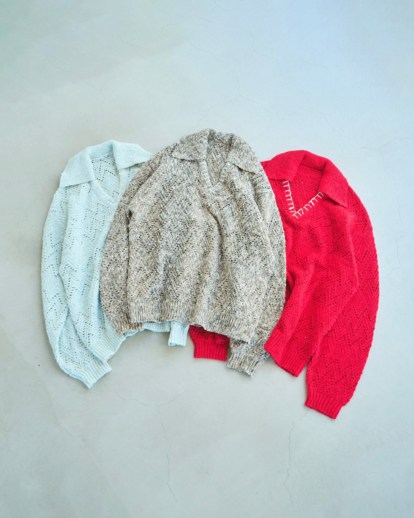 skipper stitching l/s knit shirt