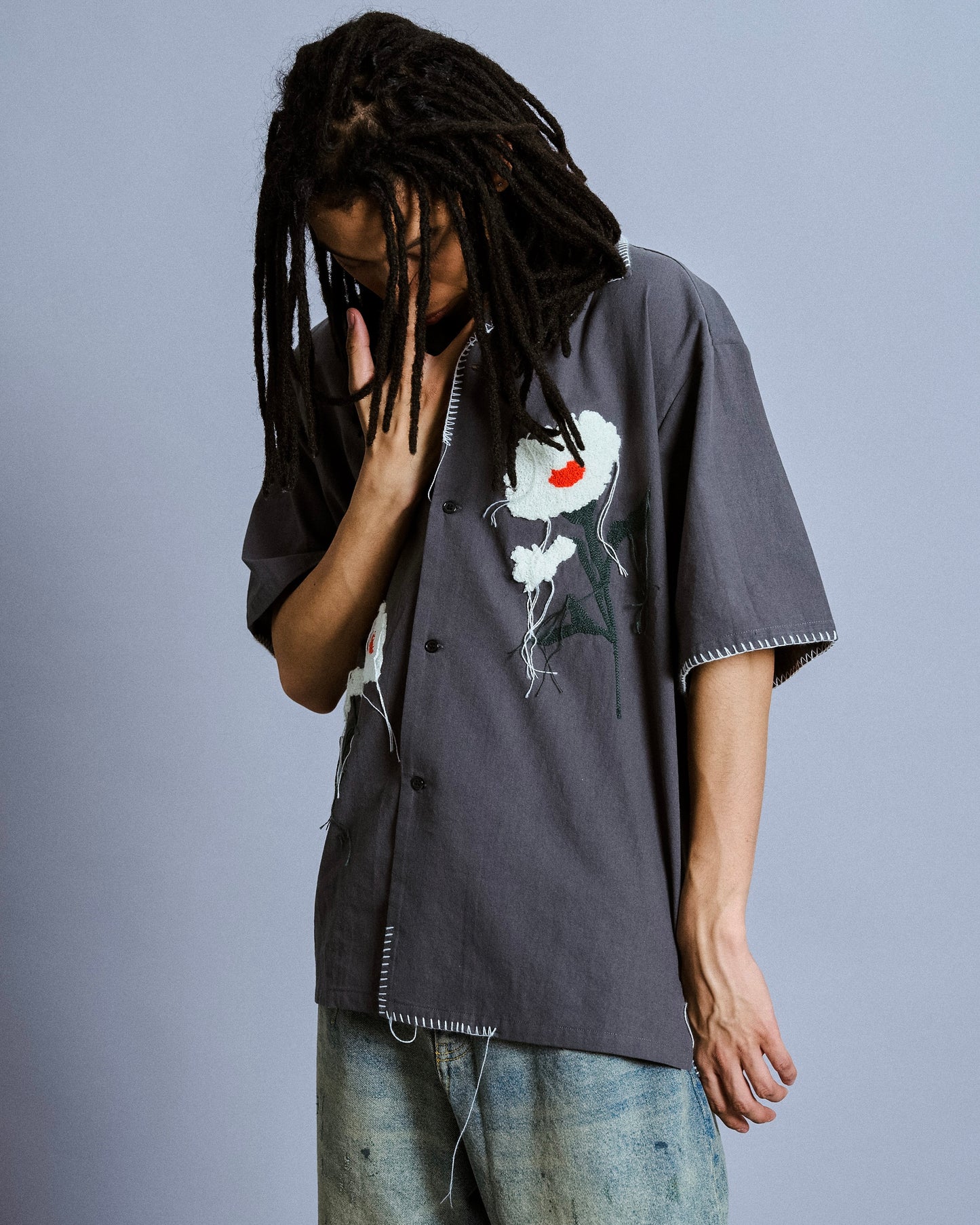 flower embroidery SAGARA h/s shirt