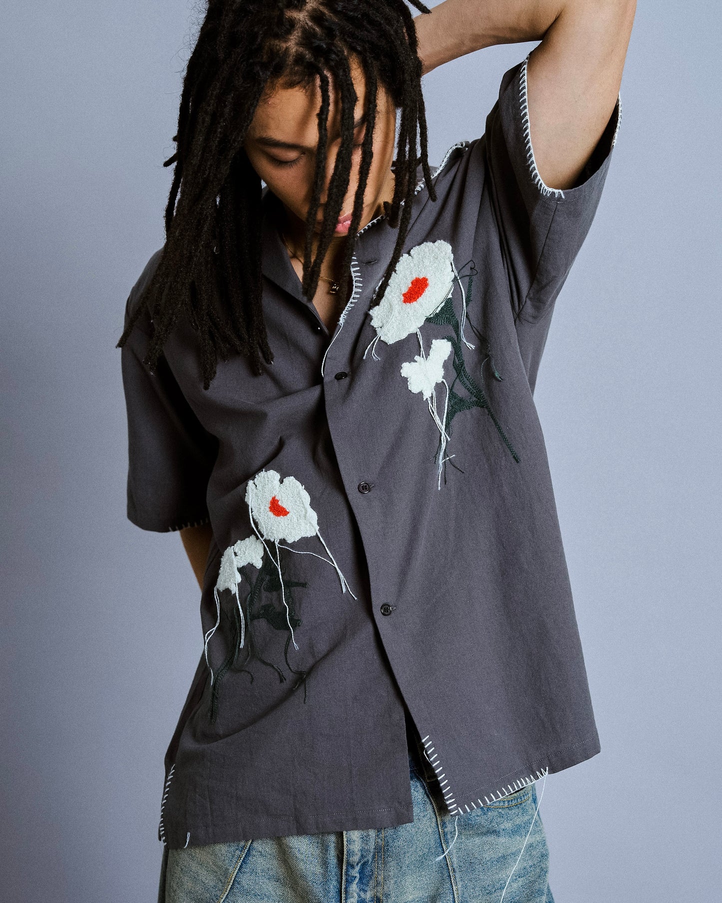 flower embroidery SAGARA h/s shirt