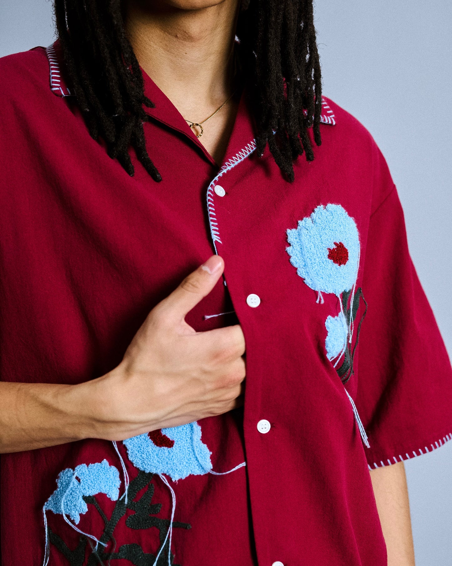 flower embroidery SAGARA h/s shirt