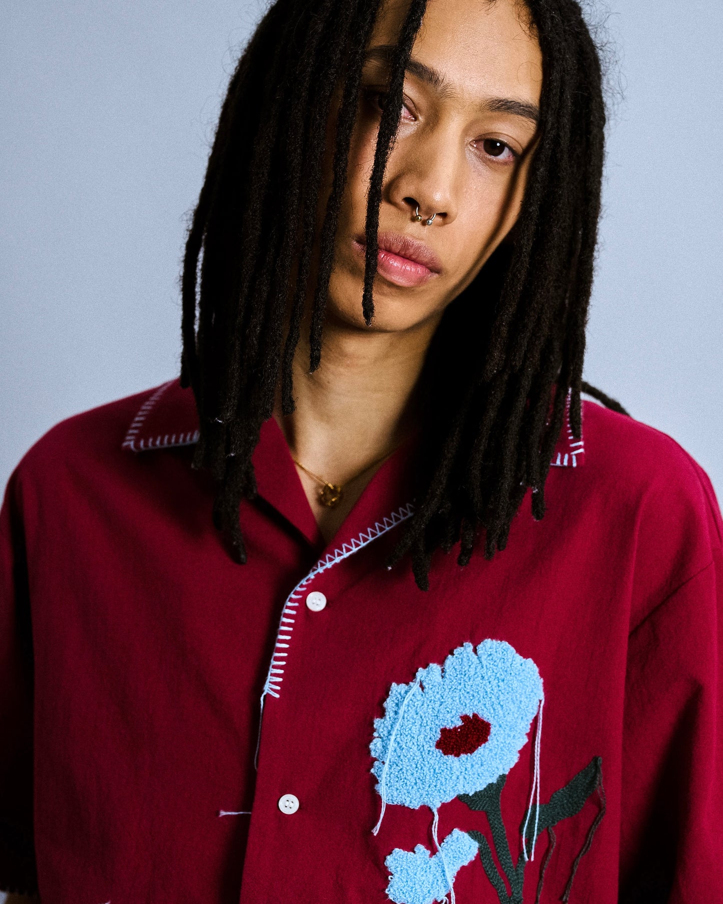 flower embroidery SAGARA h/s shirt