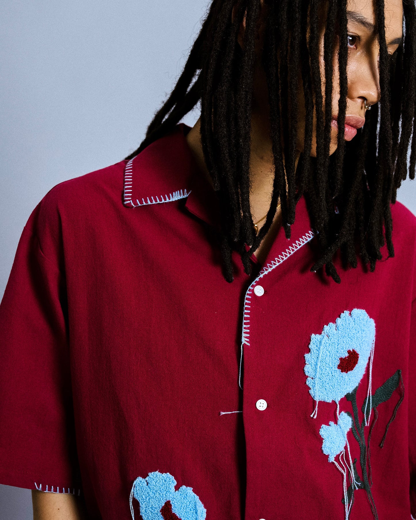 flower embroidery SAGARA h/s shirt