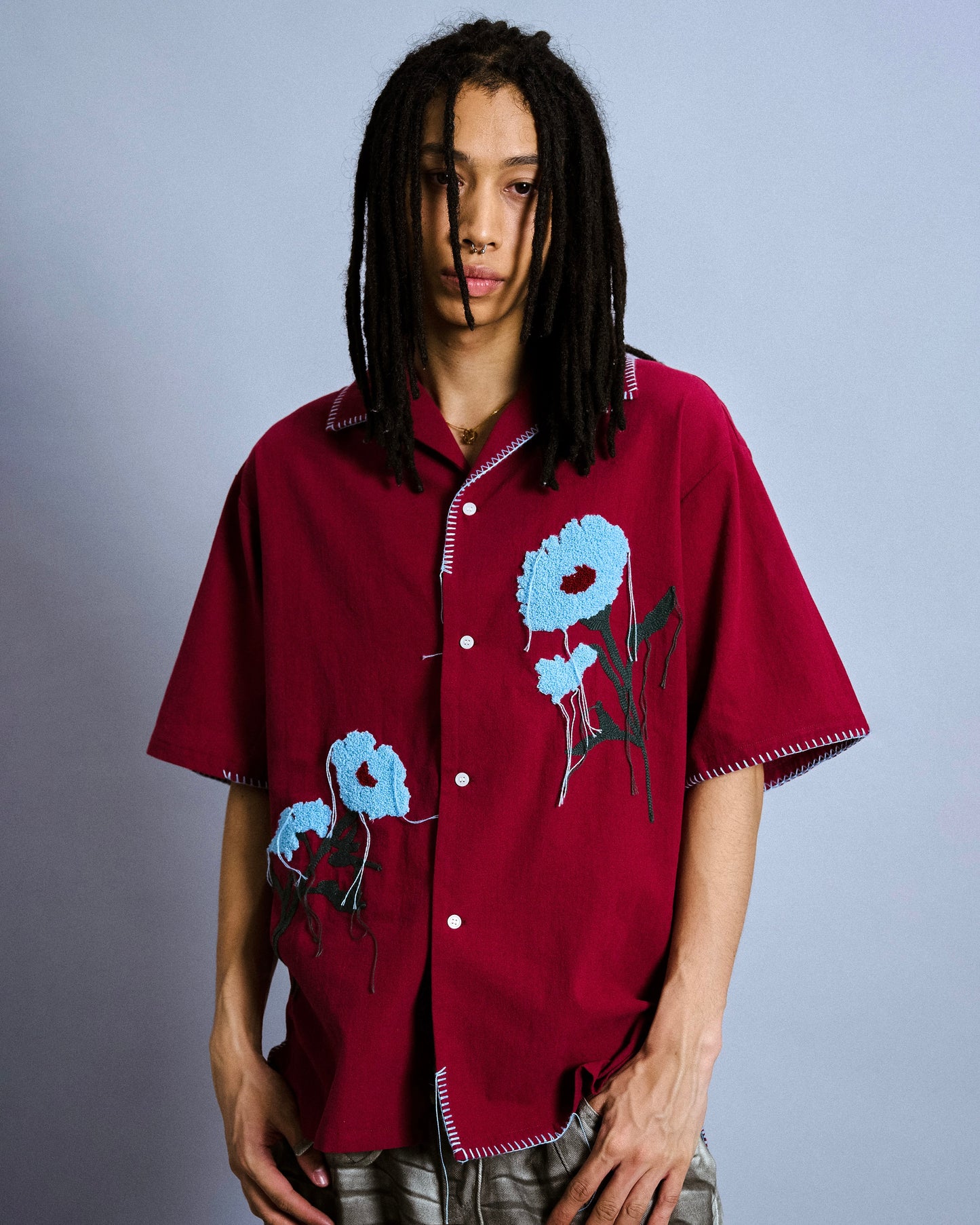 flower embroidery SAGARA h/s shirt