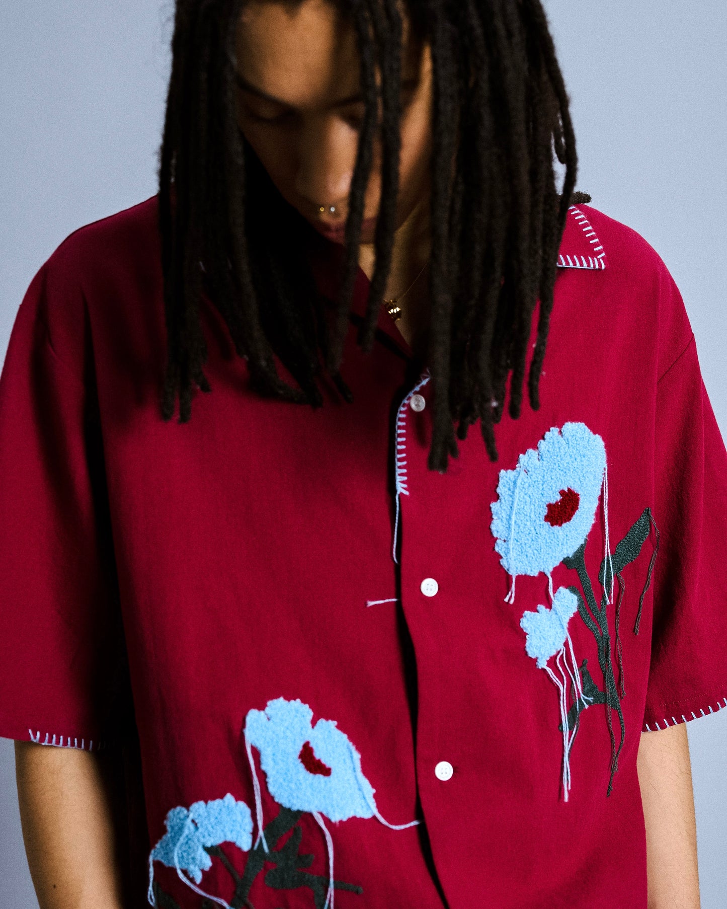 flower embroidery SAGARA h/s shirt