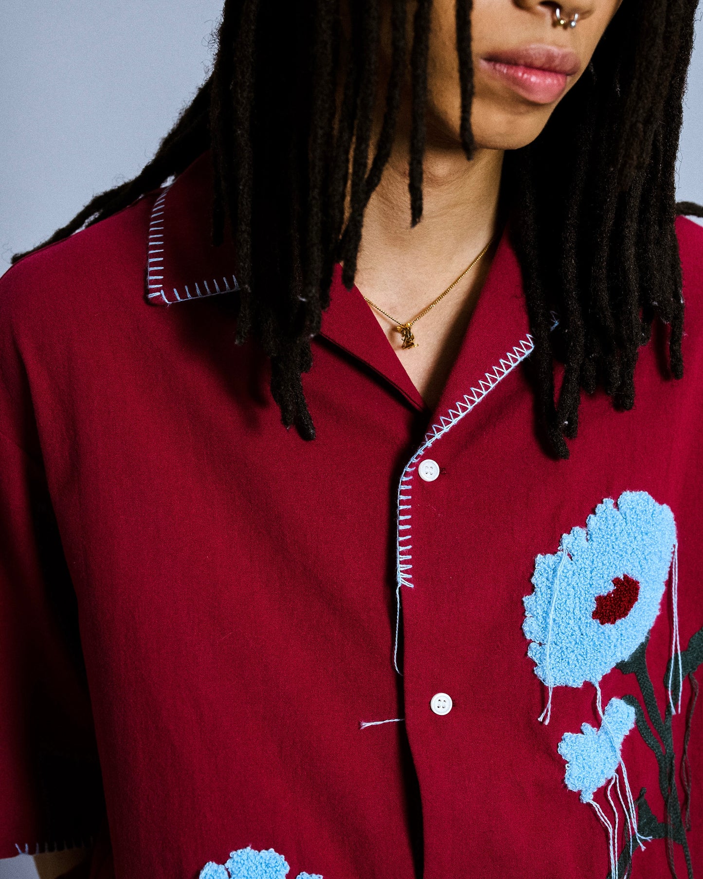 flower embroidery SAGARA h/s shirt