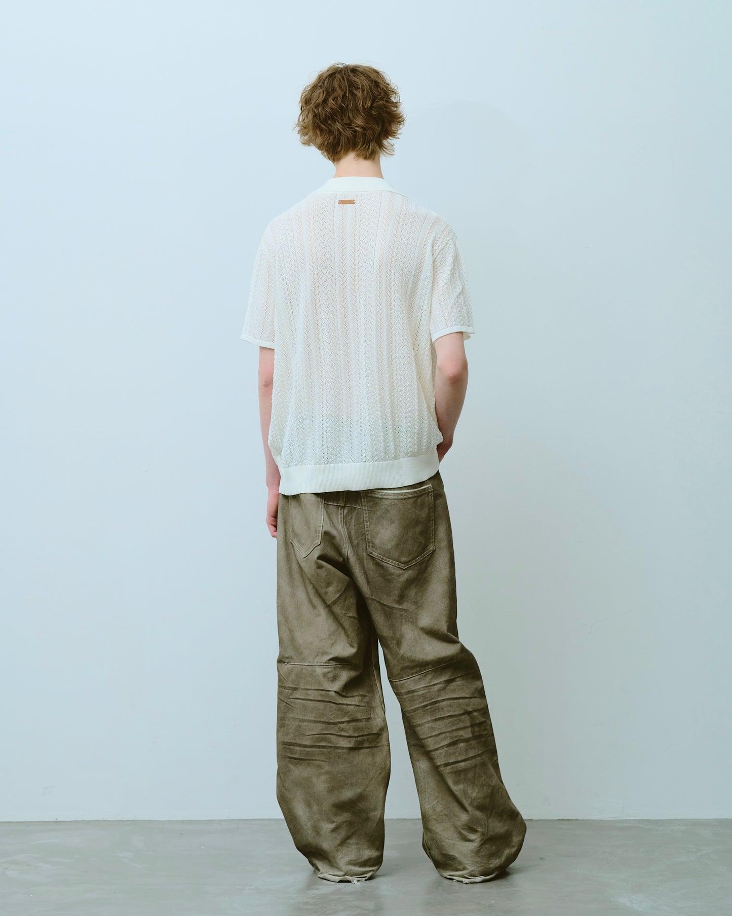 rayon openwork skipper knit shirt