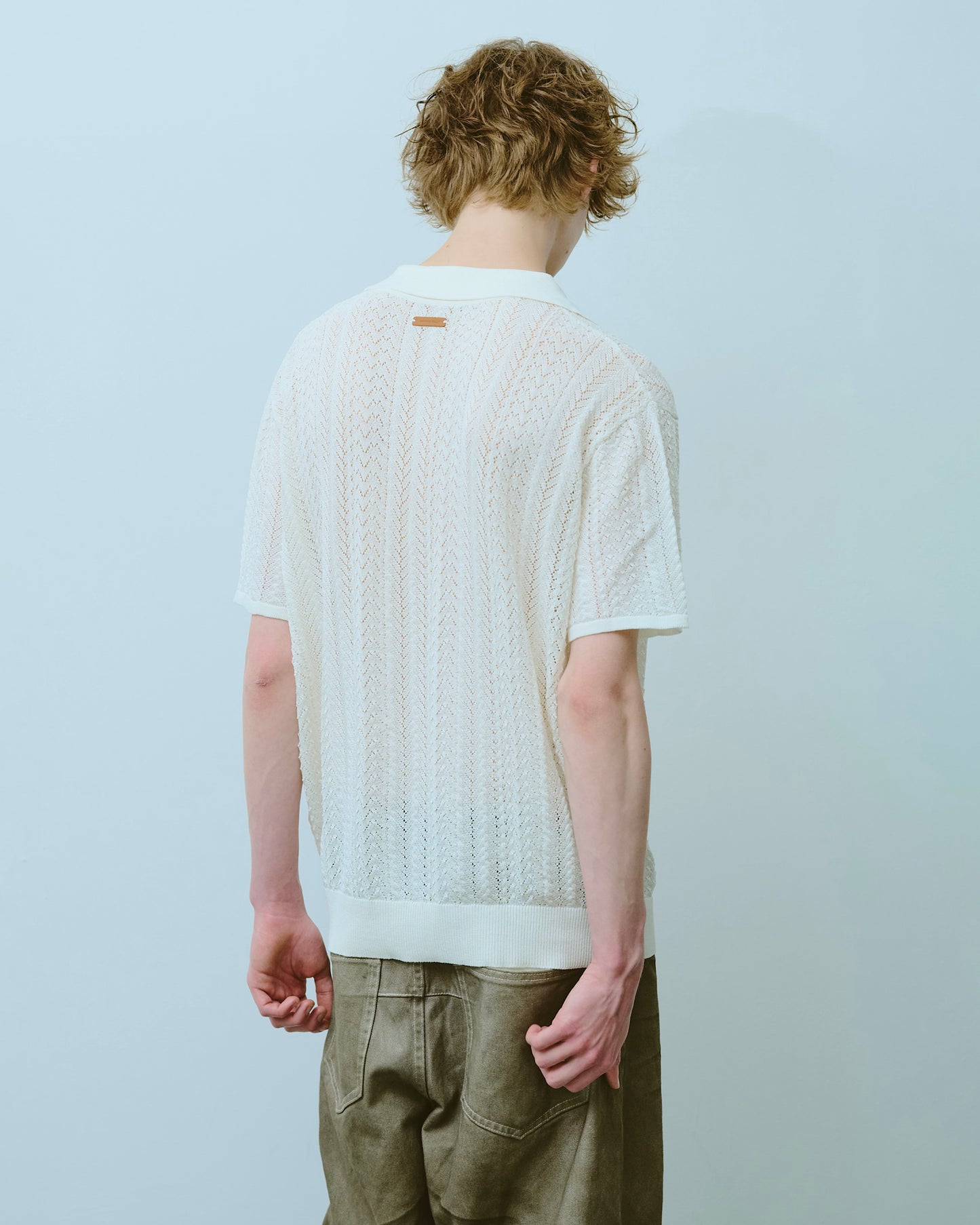 rayon openwork skipper knit shirt