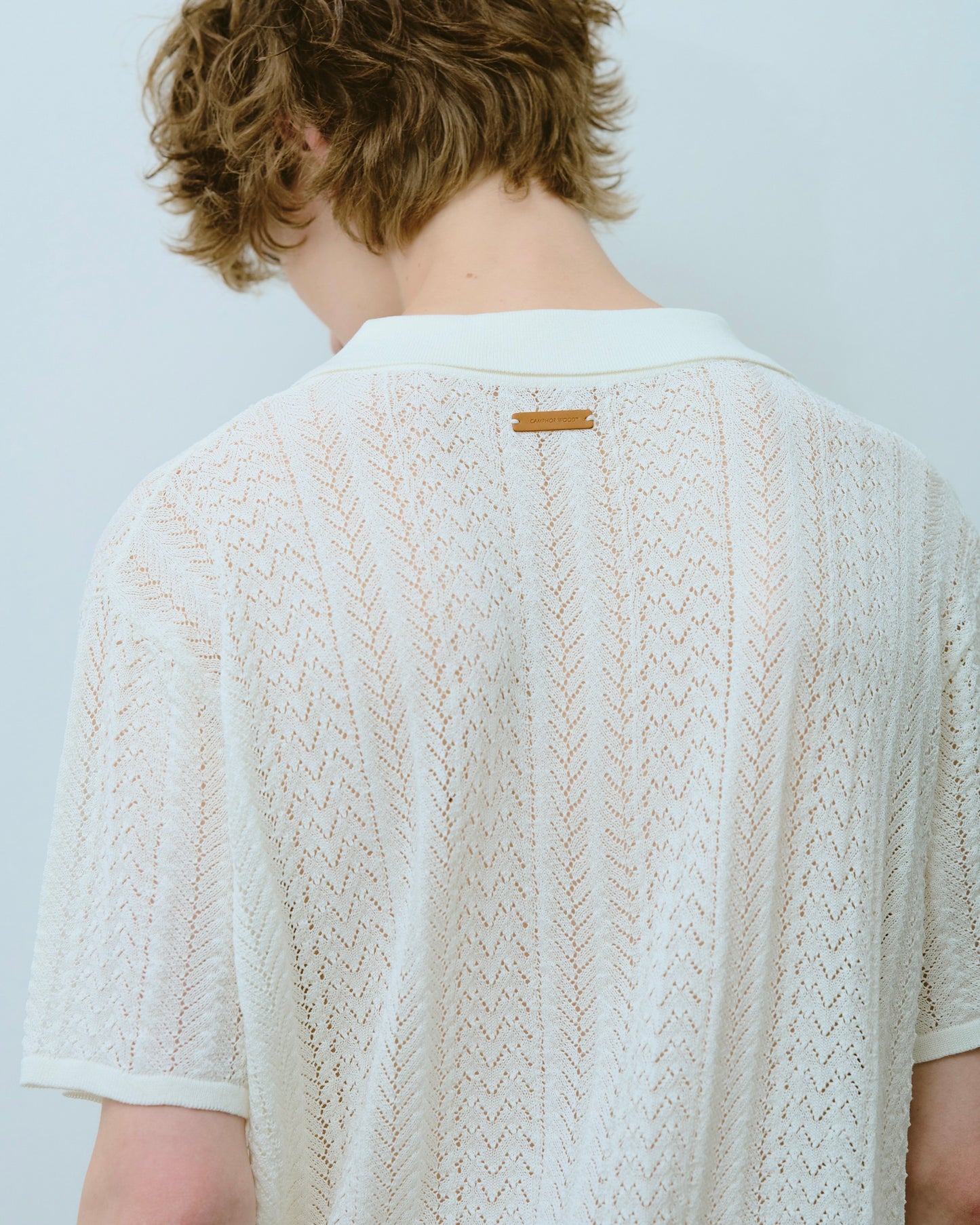 rayon openwork skipper knit shirt