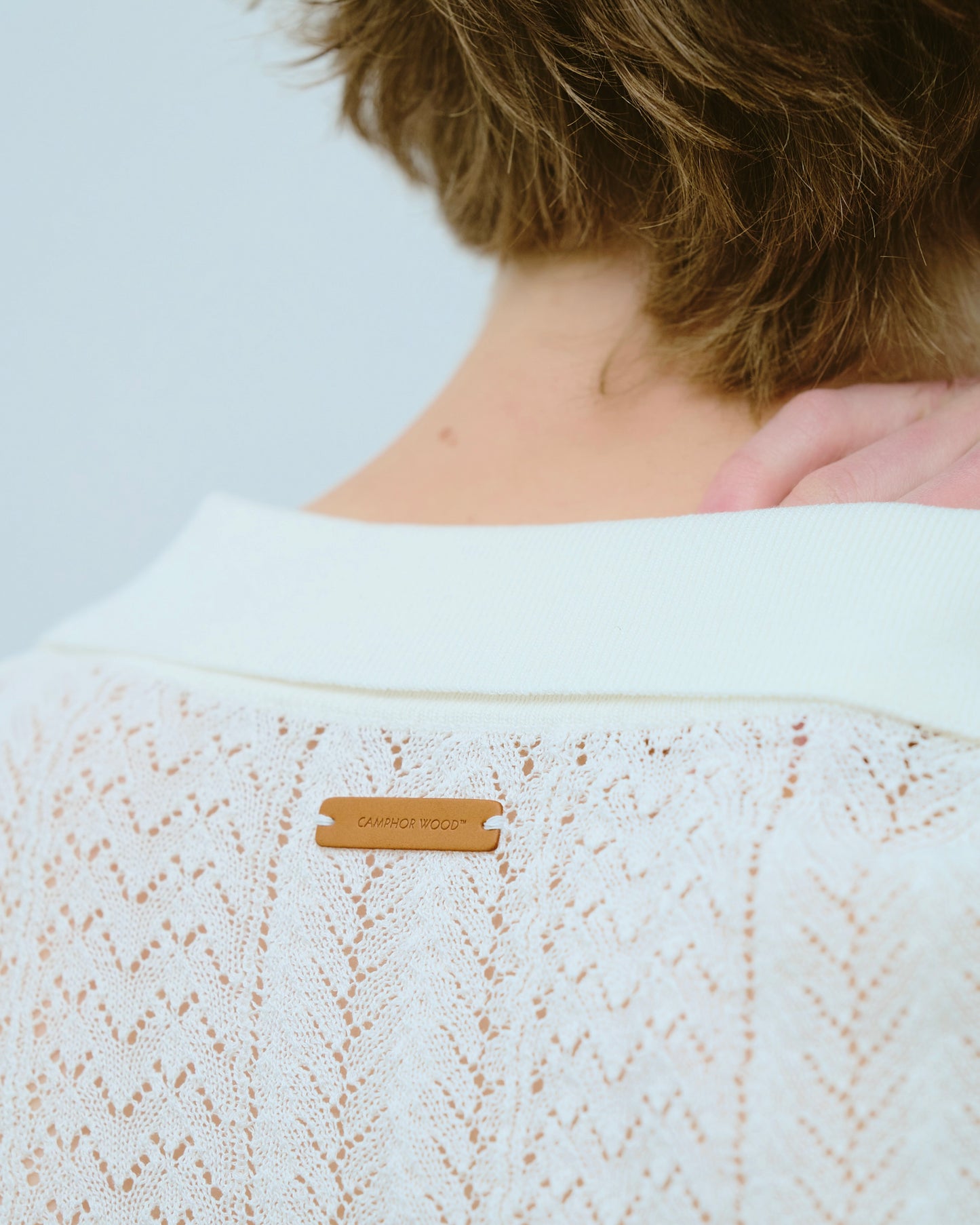 rayon openwork skipper knit shirt