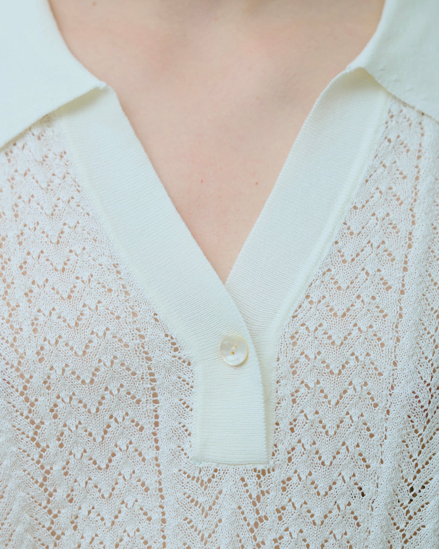 rayon openwork skipper knit shirt