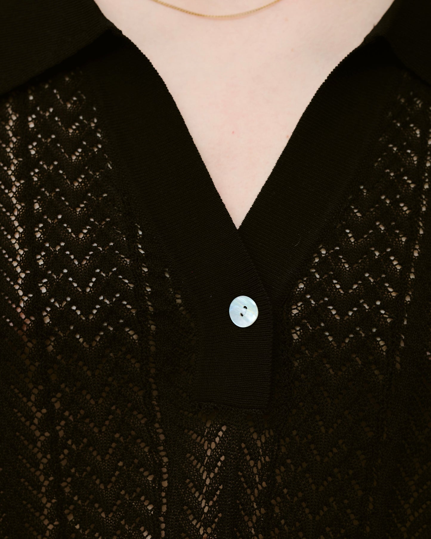 rayon openwork skipper knit shirt