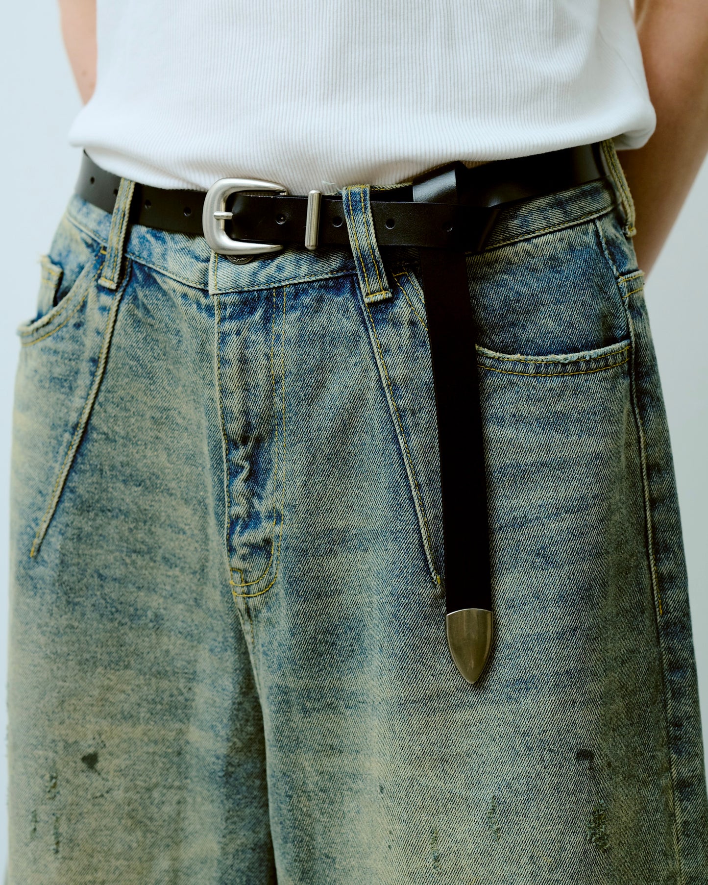 western recycle cow leather belt
