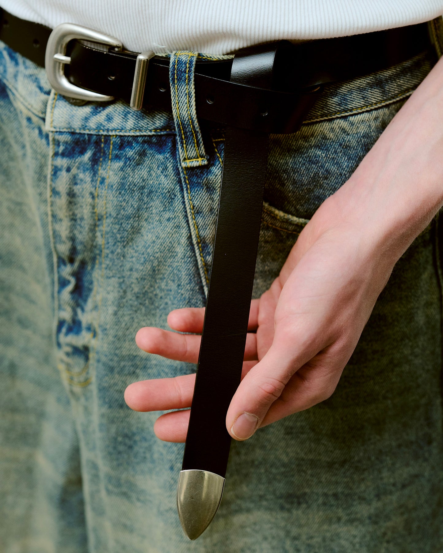 western recycle cow leather belt