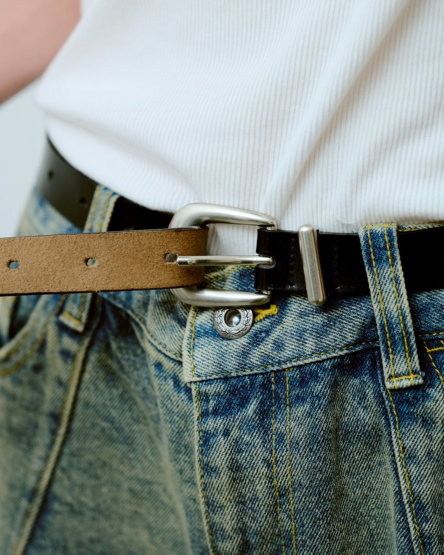 western recycle cow leather belt