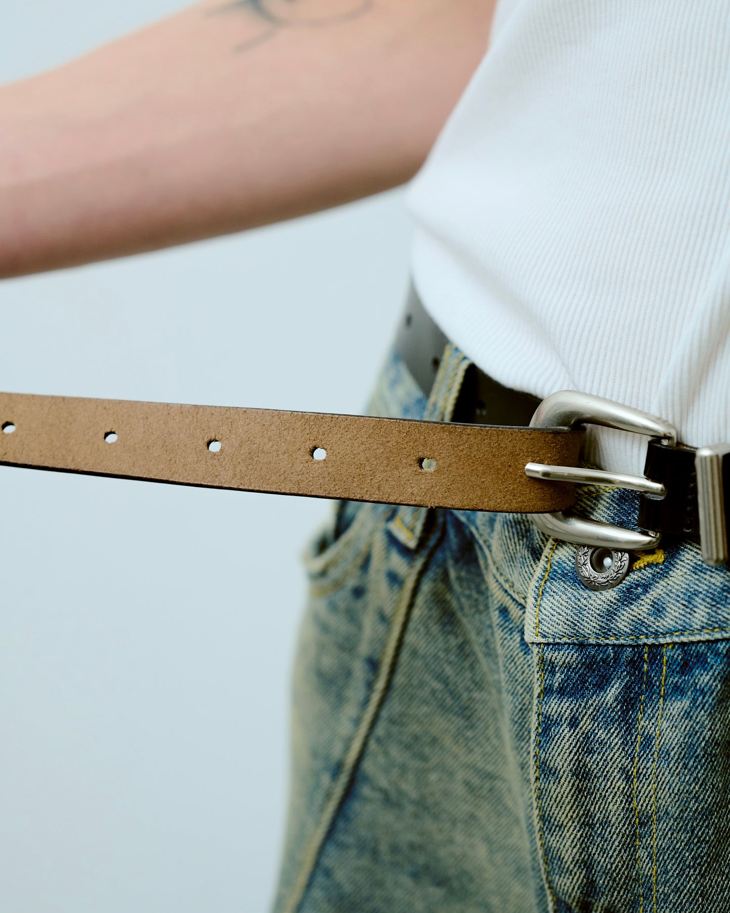 western recycle cow leather belt