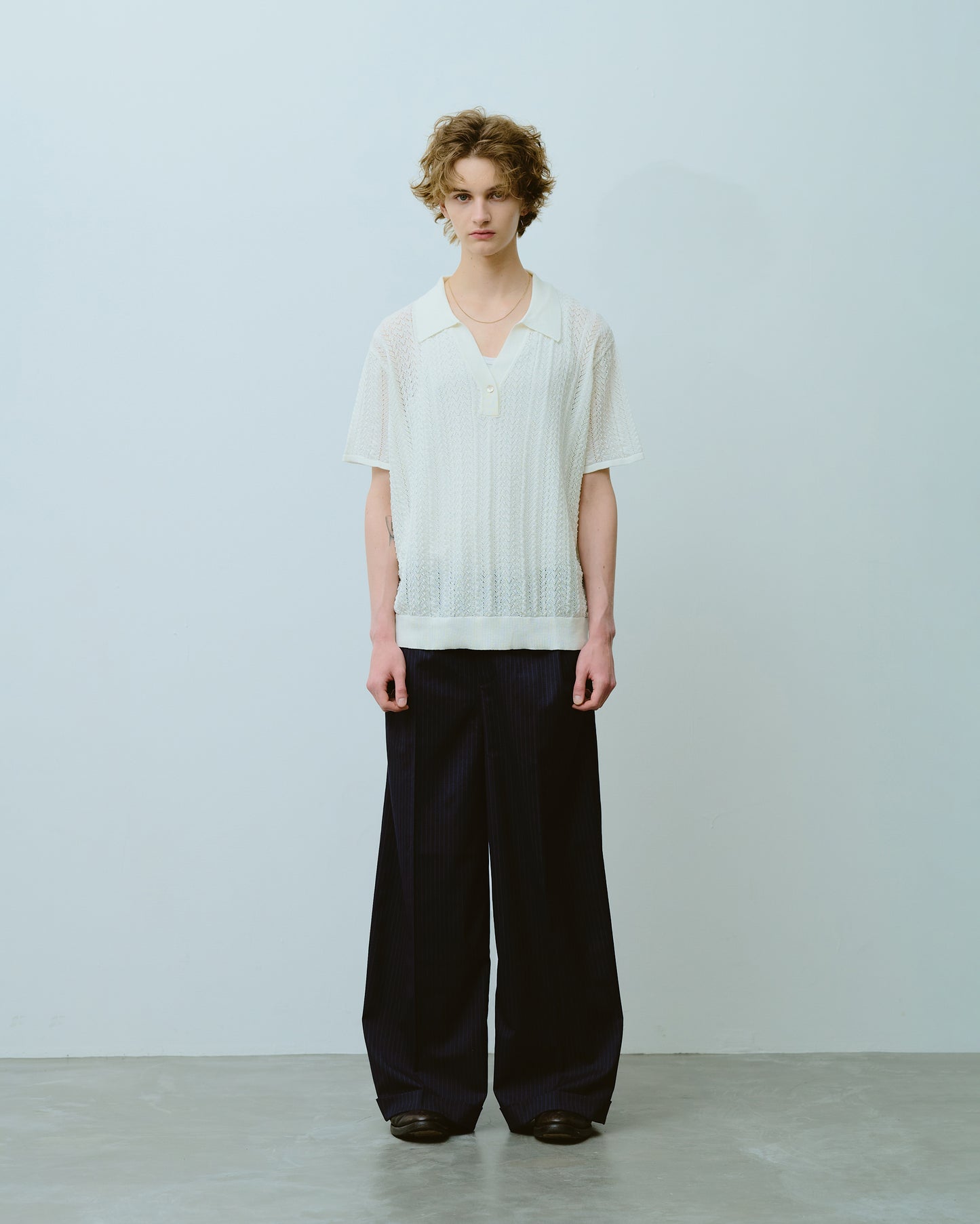 2tuck wide baggy flare slacks - STRIPE