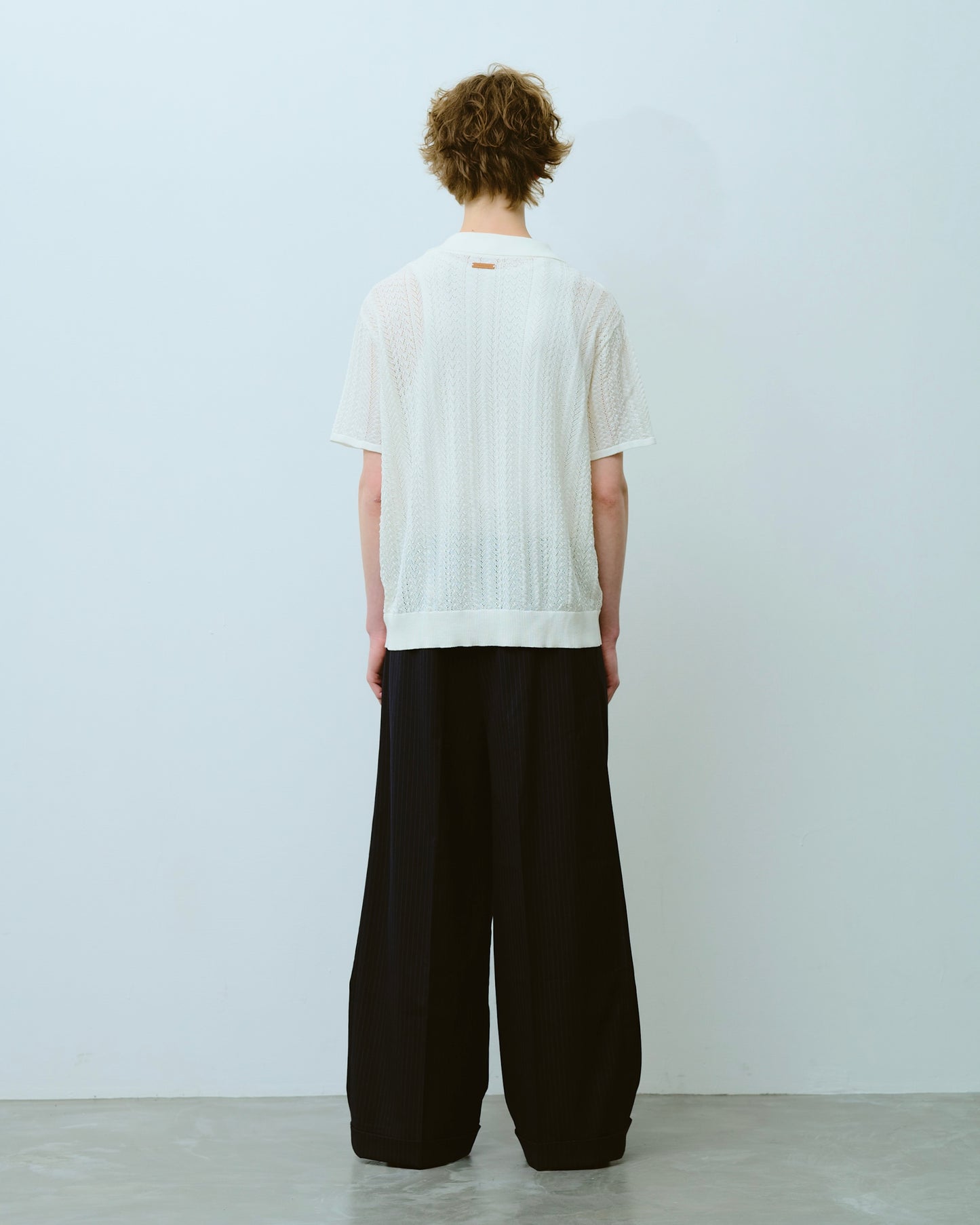 rayon openwork skipper knit shirt