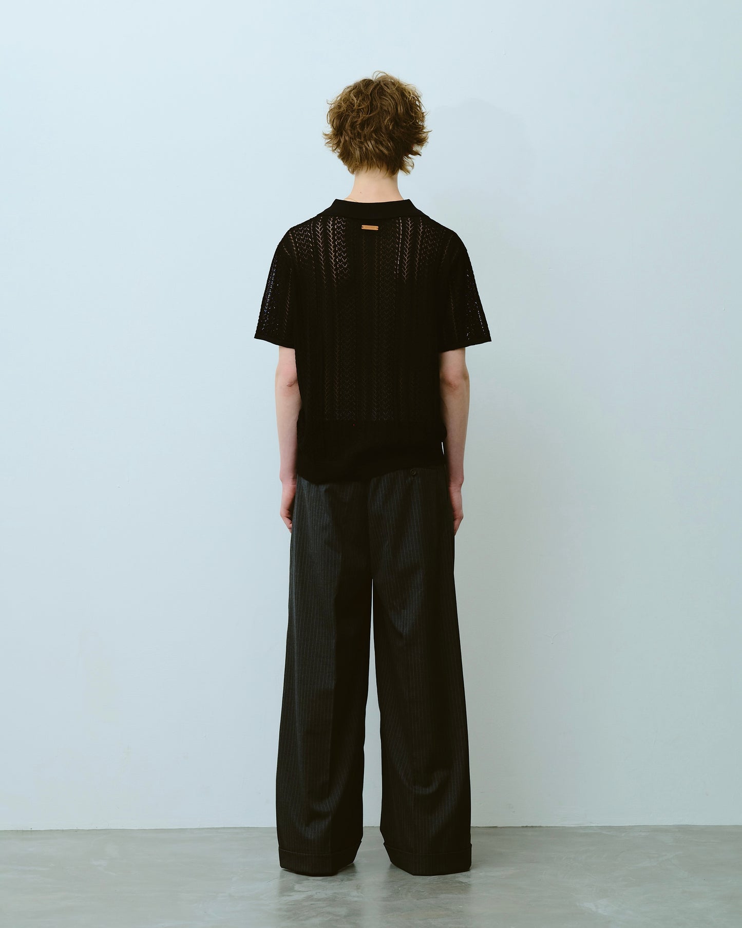 rayon openwork skipper knit shirt