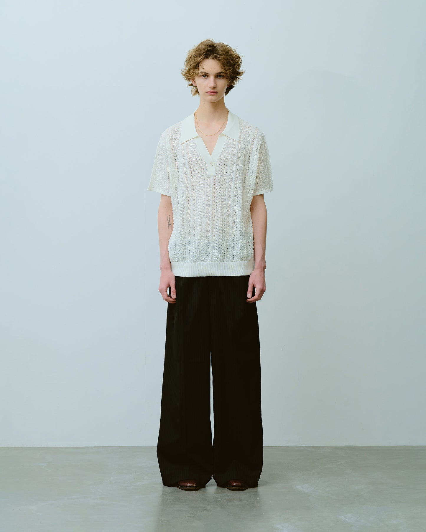 2tuck wide baggy flare slacks - STRIPE