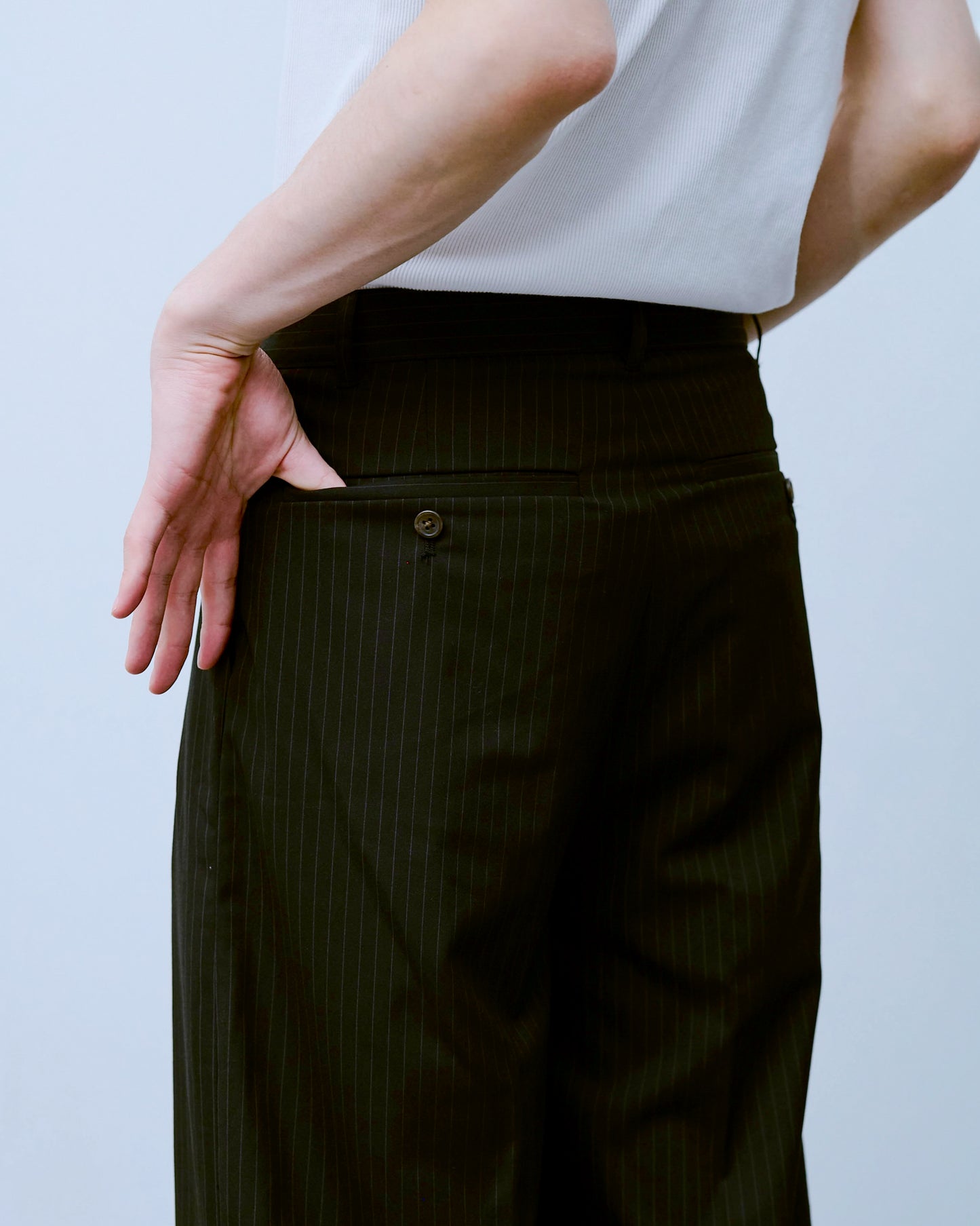 2tuck wide baggy flare slacks - STRIPE