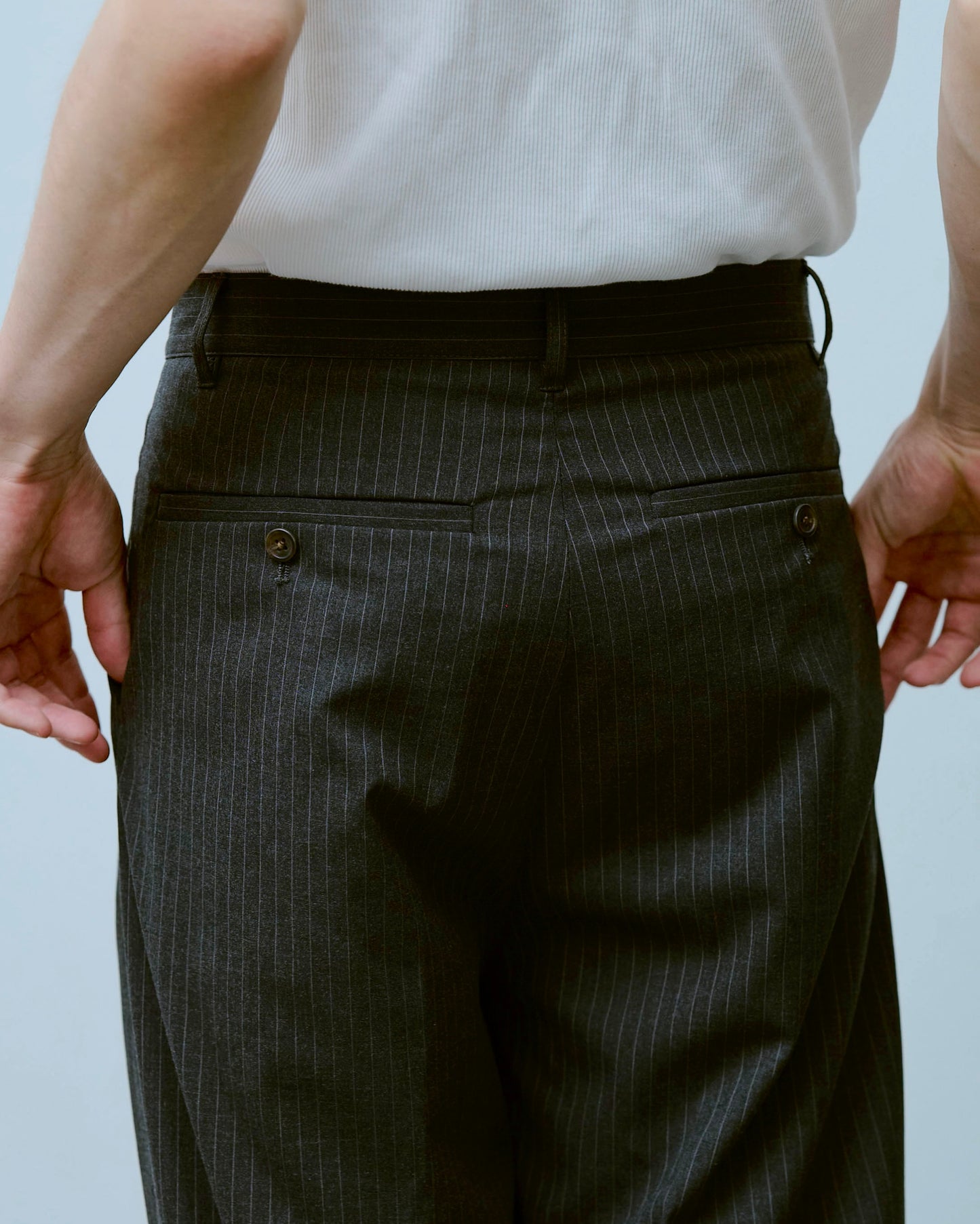 2tuck wide baggy flare slacks - STRIPE