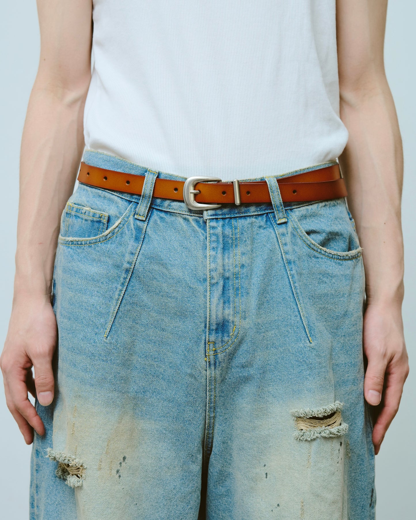 western recycle cow leather belt