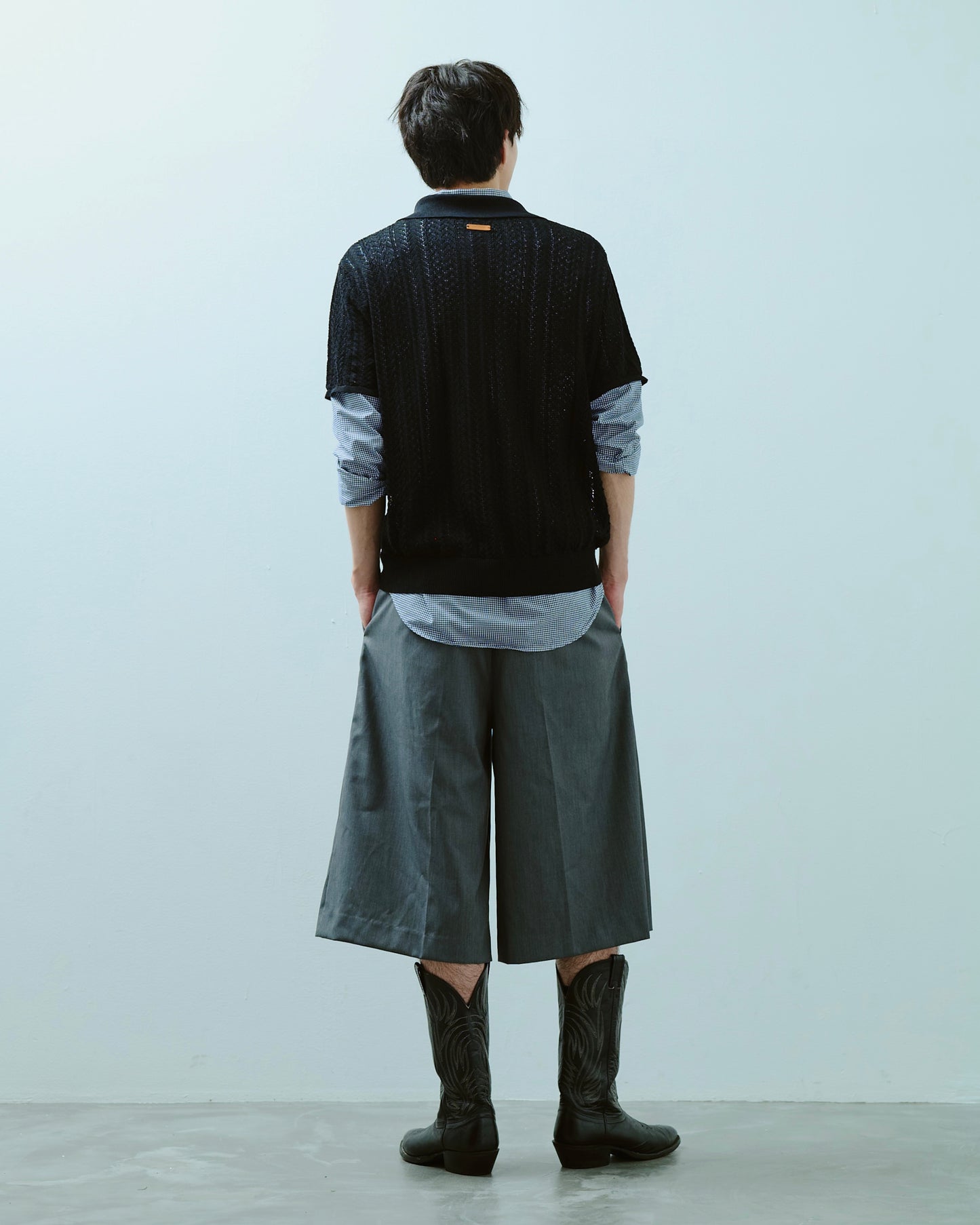 rayon openwork skipper knit shirt
