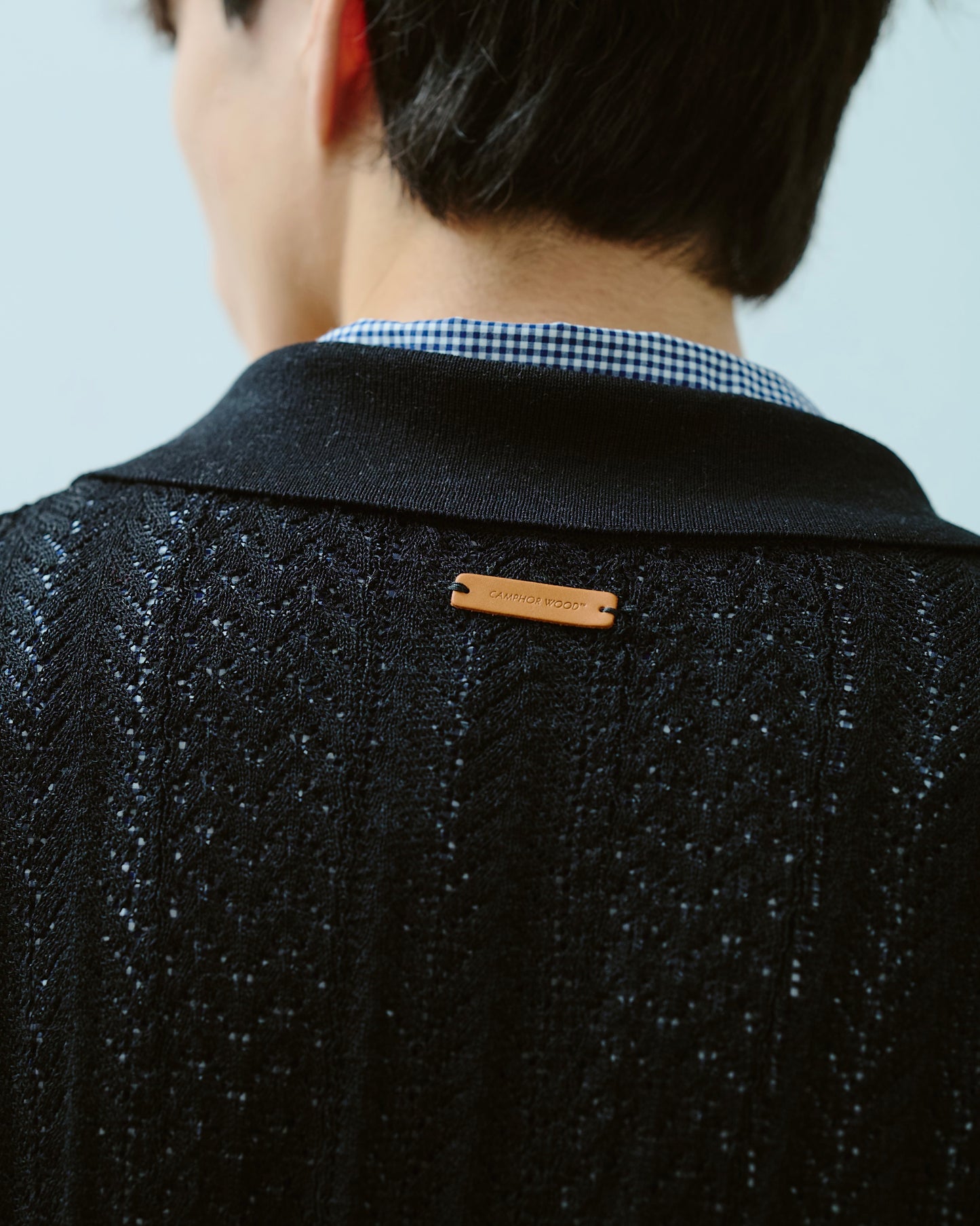 rayon openwork skipper knit shirt