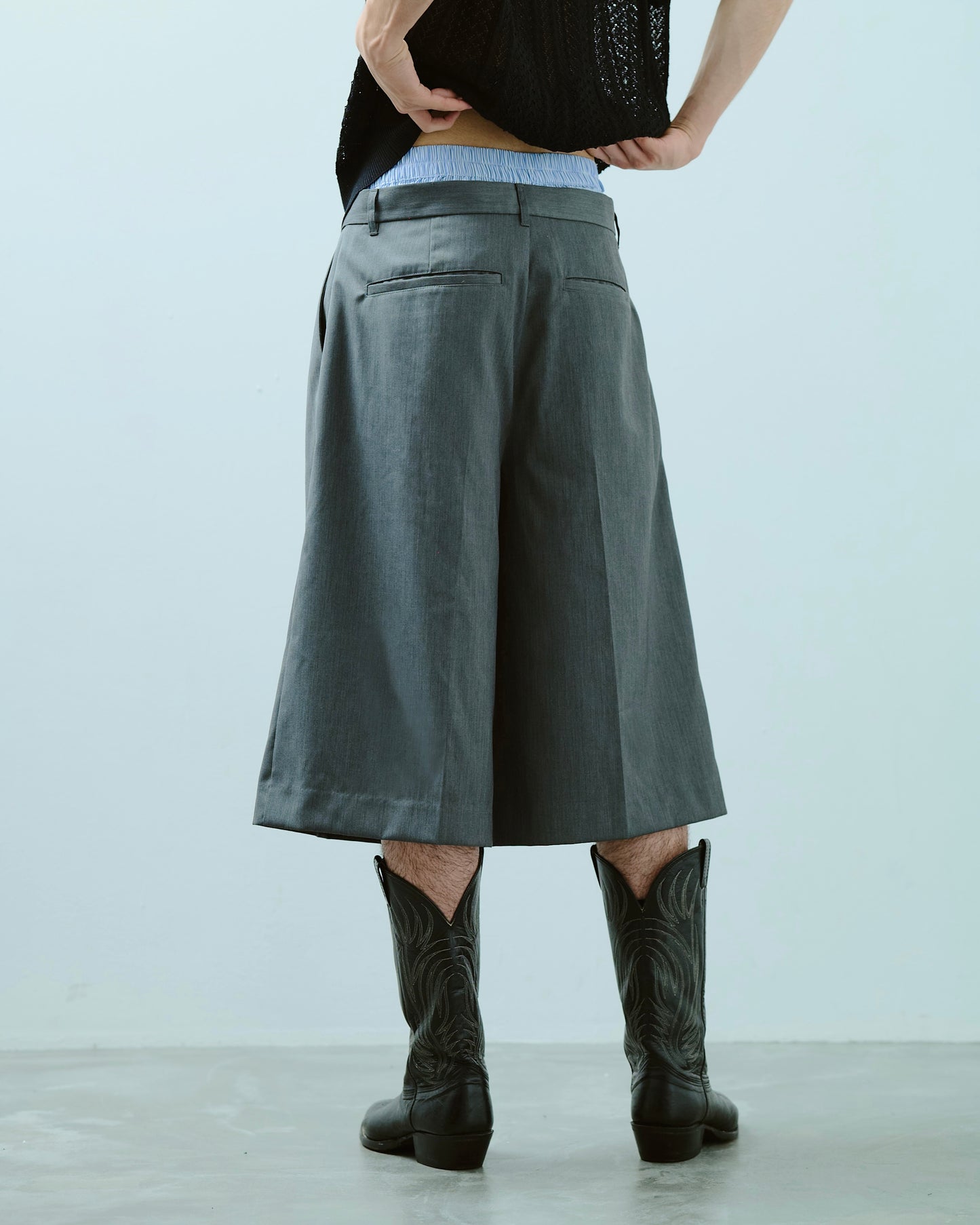 layered boxers wide slacks shorts